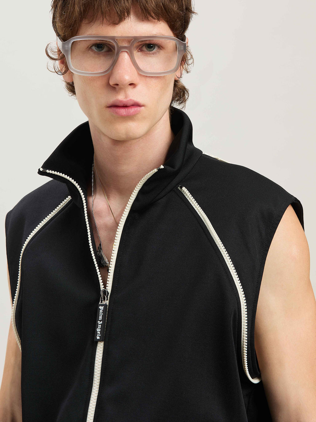 PALM ANGELS  VINTAGE TRACK JACKET BLACK - BLACK PMBD082S25FAB001