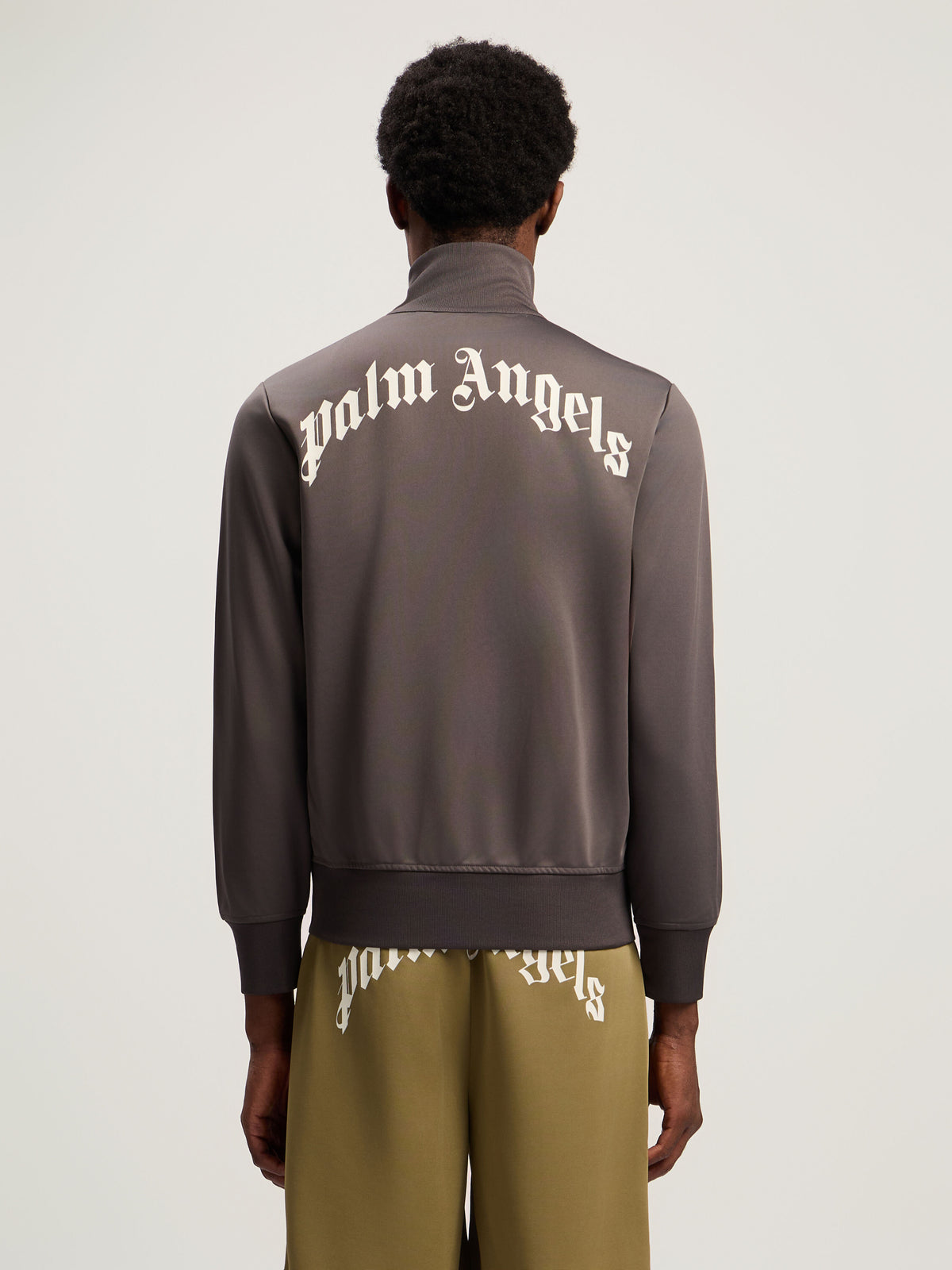 PALM ANGELS Back Curved Logo Track Jacket DARK GREY - OFF WHITE PMBD089F25FAB002