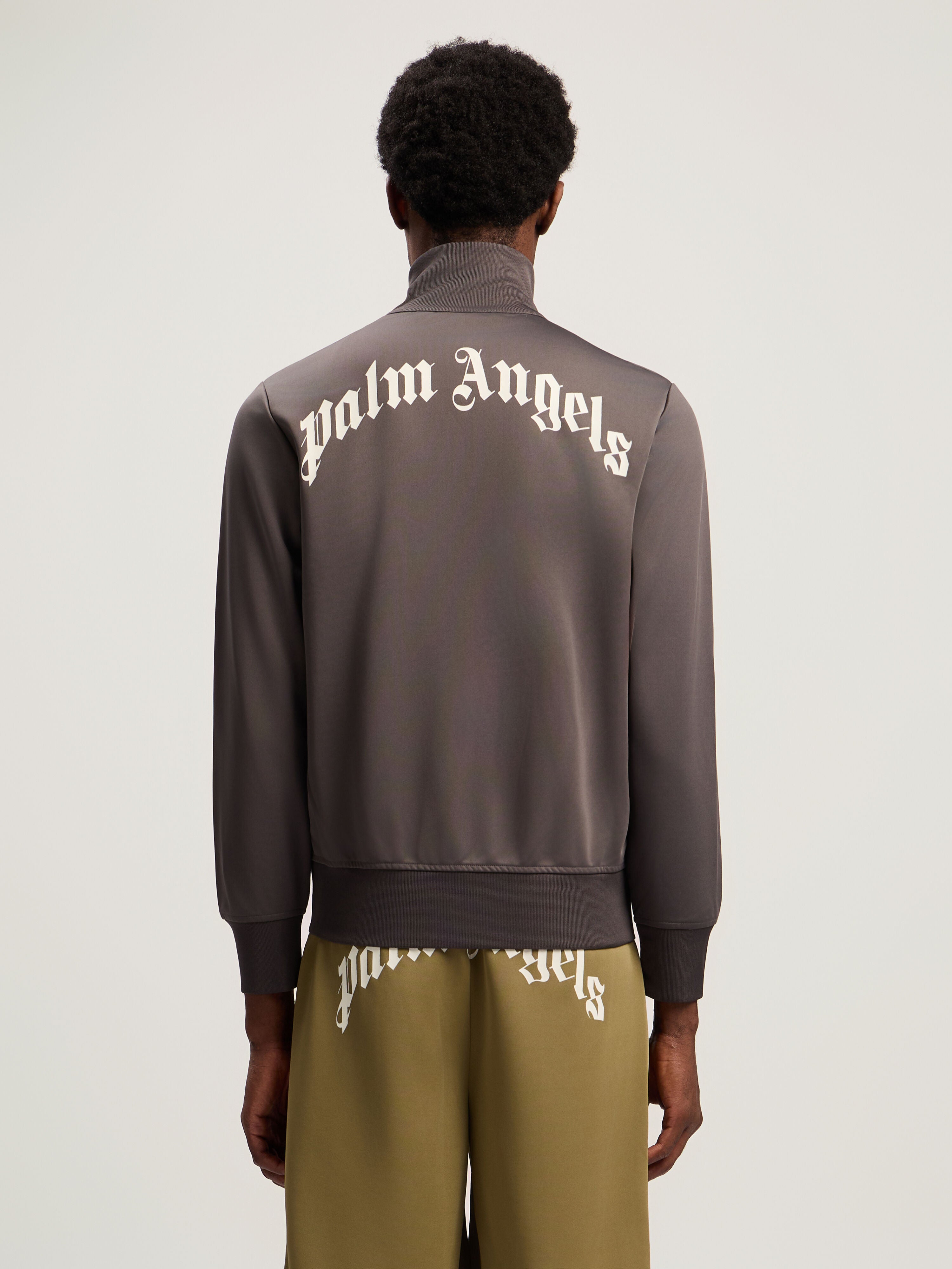 PALM ANGELS Back Curved Logo Track Jacket DARK GREY - OFF WHITE PMBD089F25FAB002
