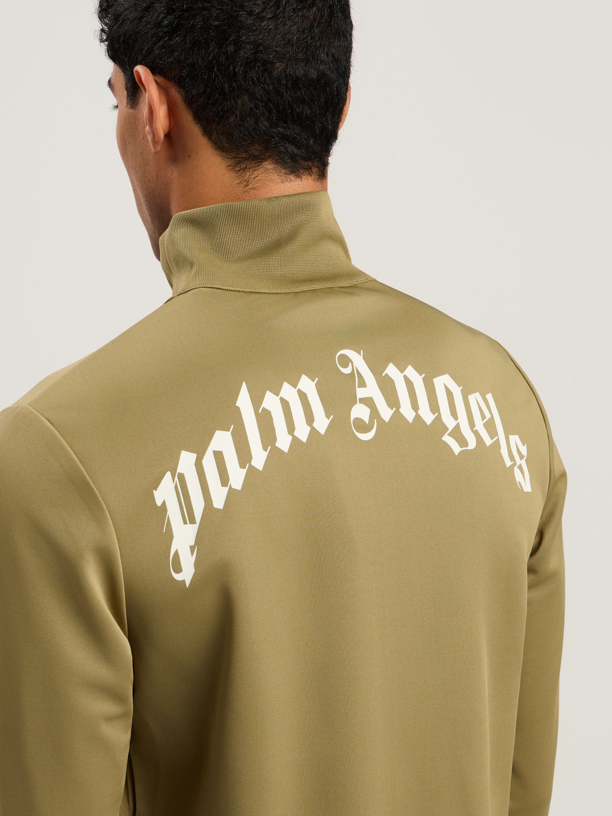 PALM ANGELS Curved Logo Track Jacket ARMY GREEN - OFF WHITE PMBD089F25FAB002