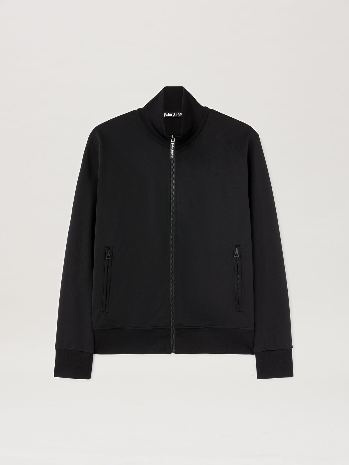 PALM ANGELS  BACK CURVED LOGO TRACK JACKET BLACK - OF BLACK - OFF WHITE PMBD089S25FAB001