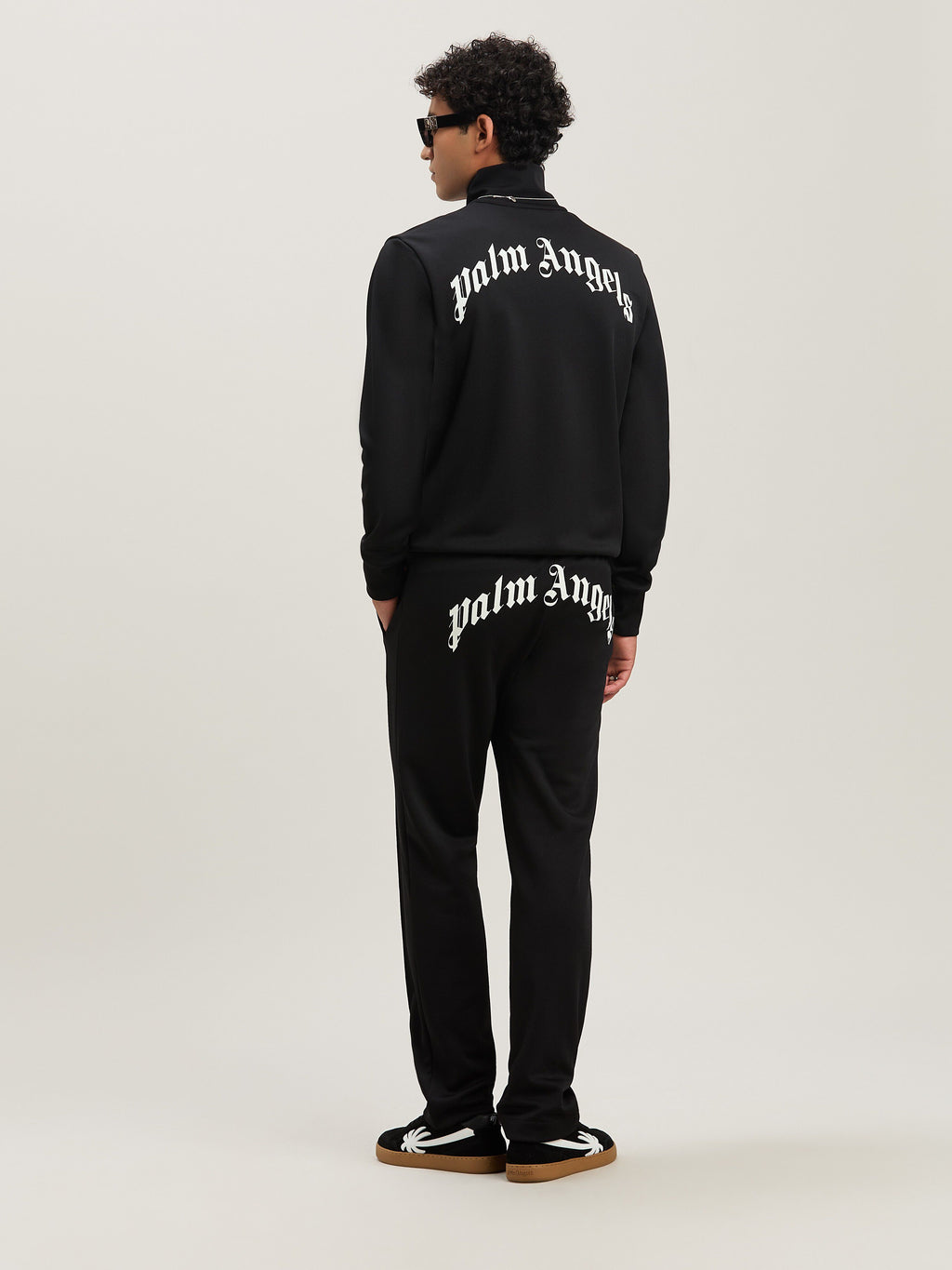 PALM ANGELS  BACK CURVED LOGO TRACK JACKET BLACK - OF BLACK - OFF WHITE PMBD089S25FAB001