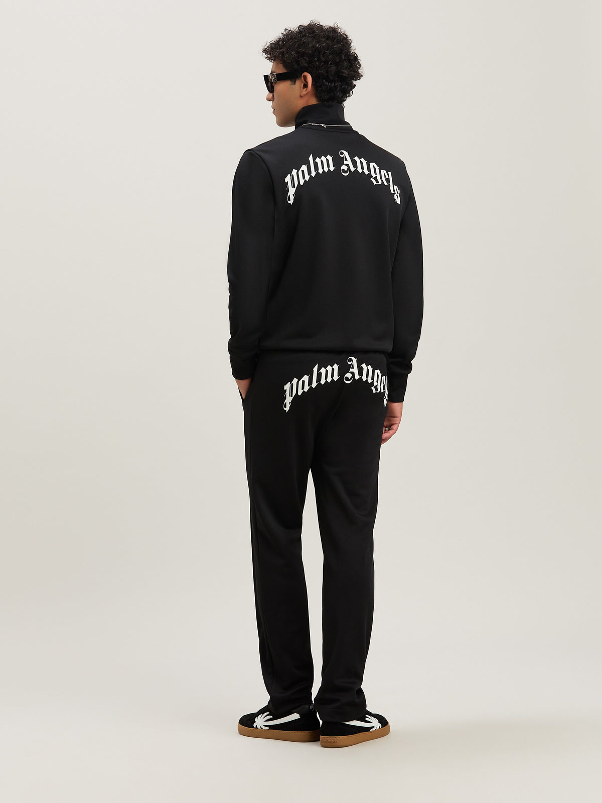 PALM ANGELS  BACK CURVED LOGO TRACK JACKET BLACK - OF BLACK - OFF WHITE PMBD089S25FAB001