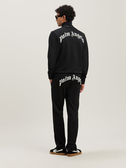PALM ANGELS  BACK CURVED LOGO TRACK JACKET BLACK - OF BLACK - OFF WHITE PMBD089S25FAB001
