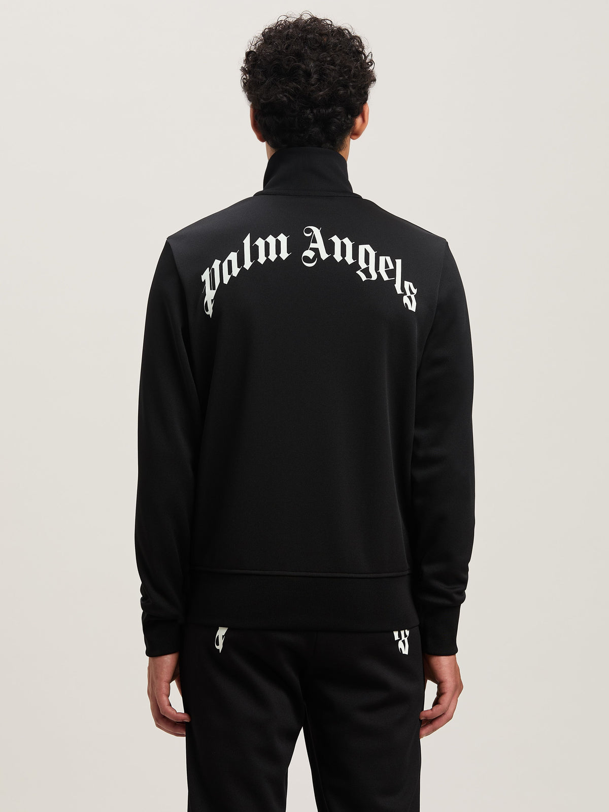 PALM ANGELS  BACK CURVED LOGO TRACK JACKET BLACK - OF BLACK - OFF WHITE PMBD089S25FAB001
