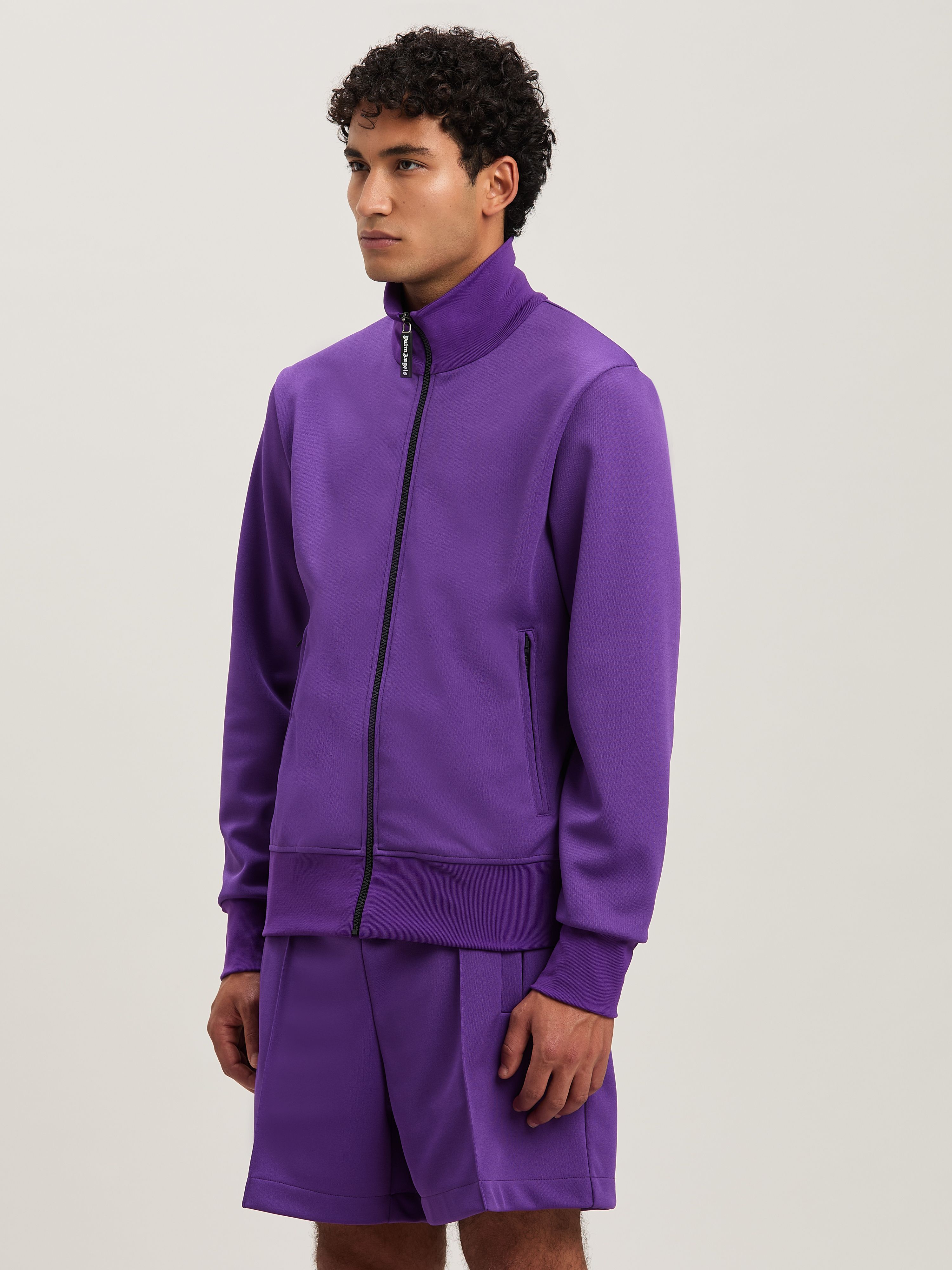 PALM ANGELS  BACK CURVED LOGO TRACK JACKET PURPLE - O PURPLE - OFF WHITE PMBD089S25FAB001