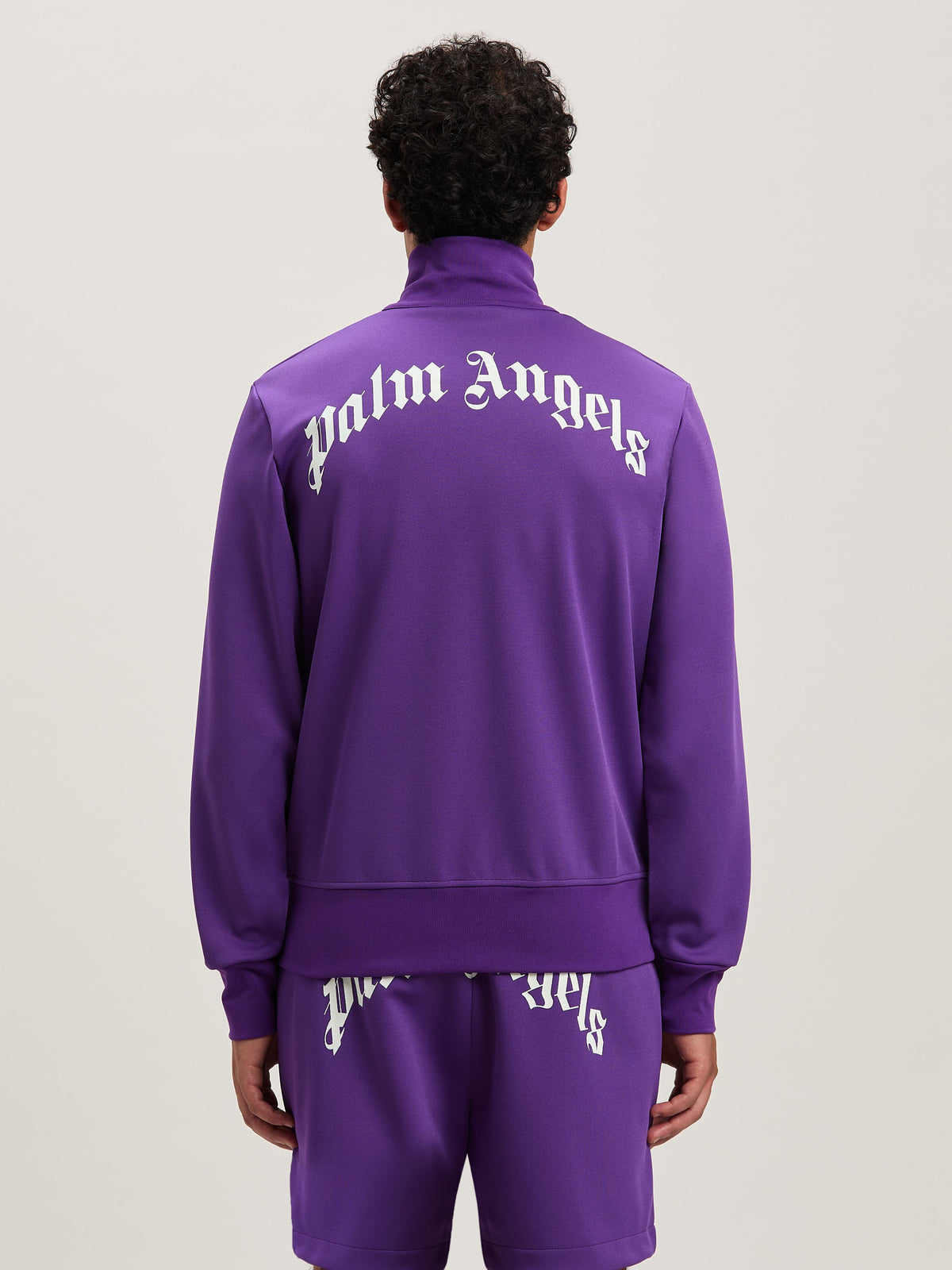 PALM ANGELS  BACK CURVED LOGO TRACK JACKET PURPLE - O PURPLE - OFF WHITE PMBD089S25FAB001