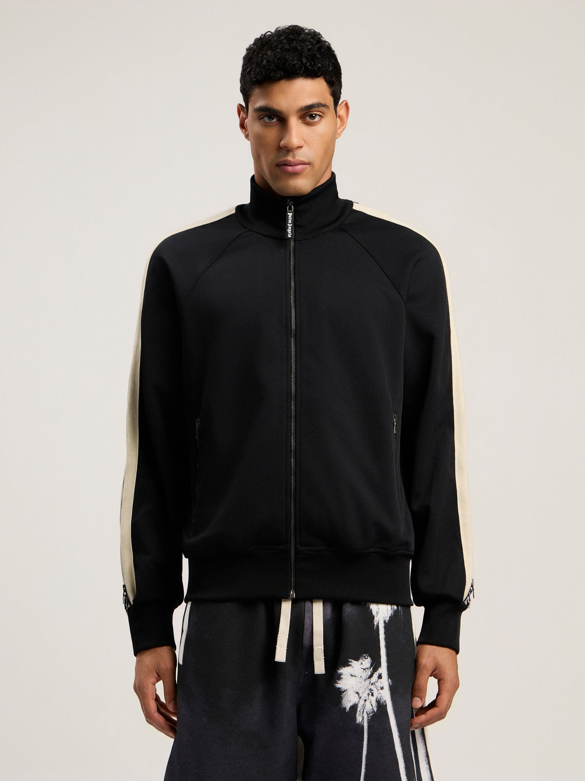 PALM ANGELS Performance Zip-Up Track Jacket BLACK - ORANGE PMBD08FF25FAB001