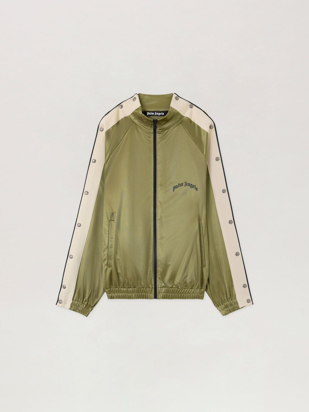 PALM ANGELS Curved Logo Boxe Track Jacket MILITARY GREEN BLACK PMBD08MS26FAB001