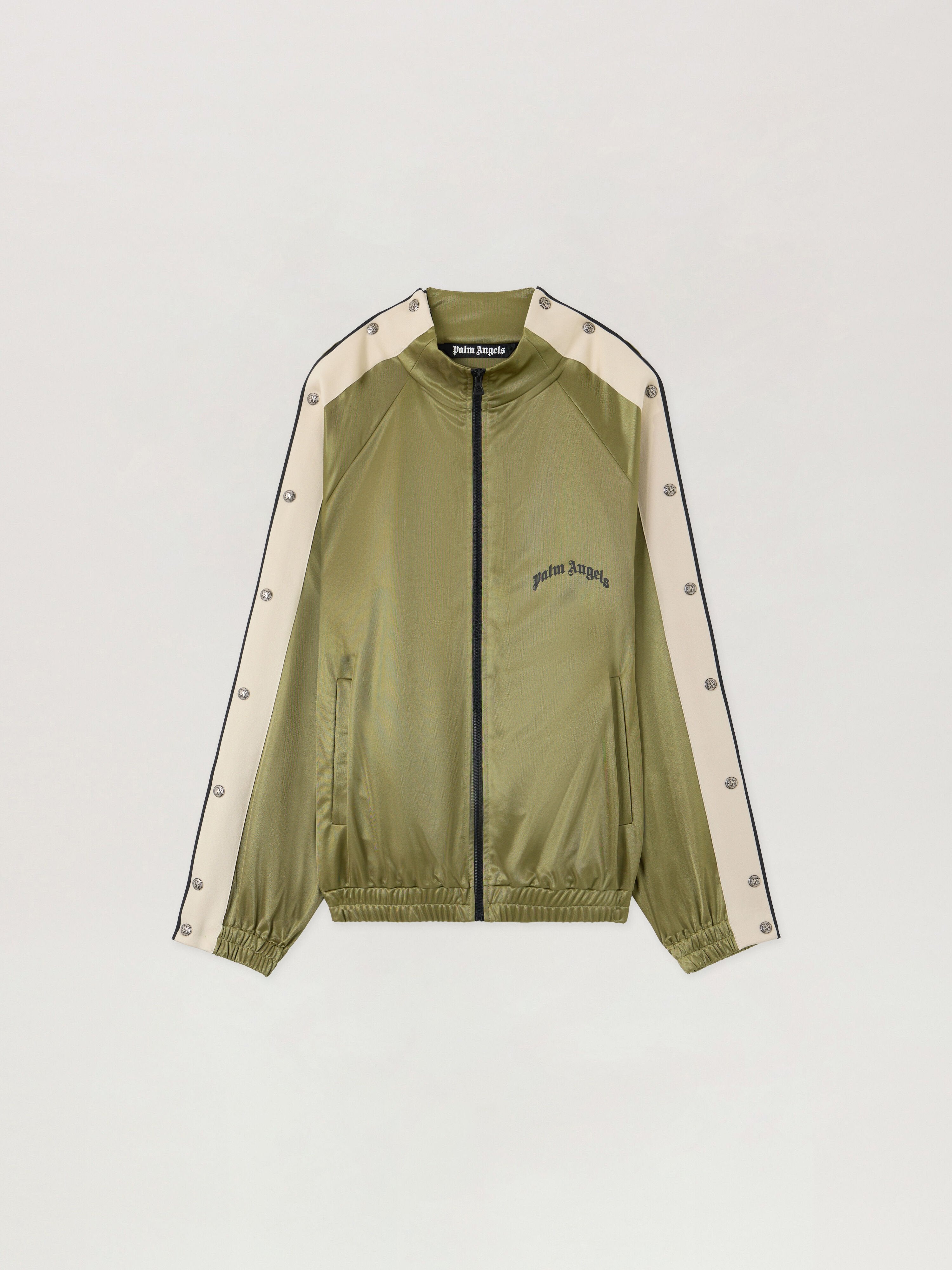 PALM ANGELS Curved Logo Boxe Track Jacket MILITARY GREEN BLACK PMBD08MS26FAB001