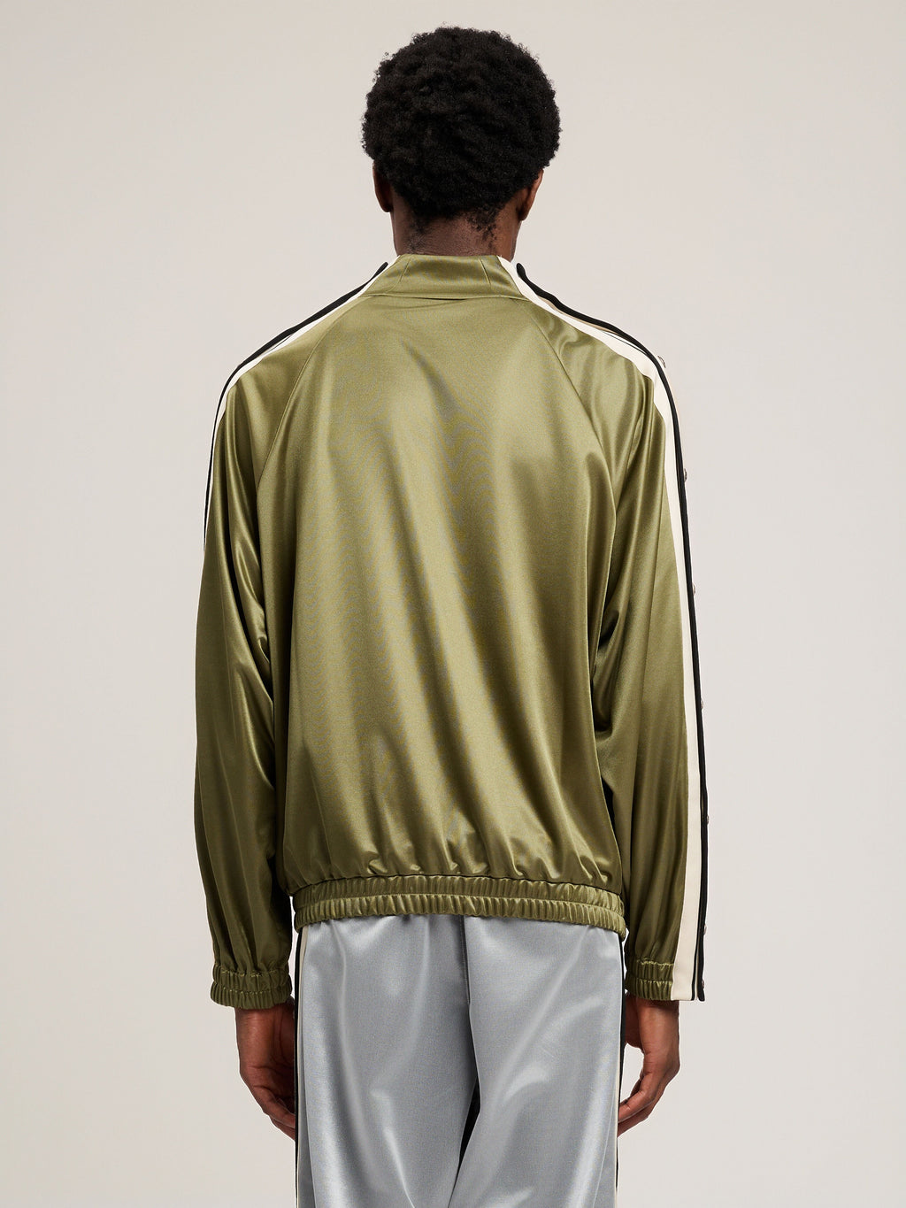 PALM ANGELS Curved Logo Boxe Track Jacket MILITARY GREEN BLACK PMBD08MS26FAB001