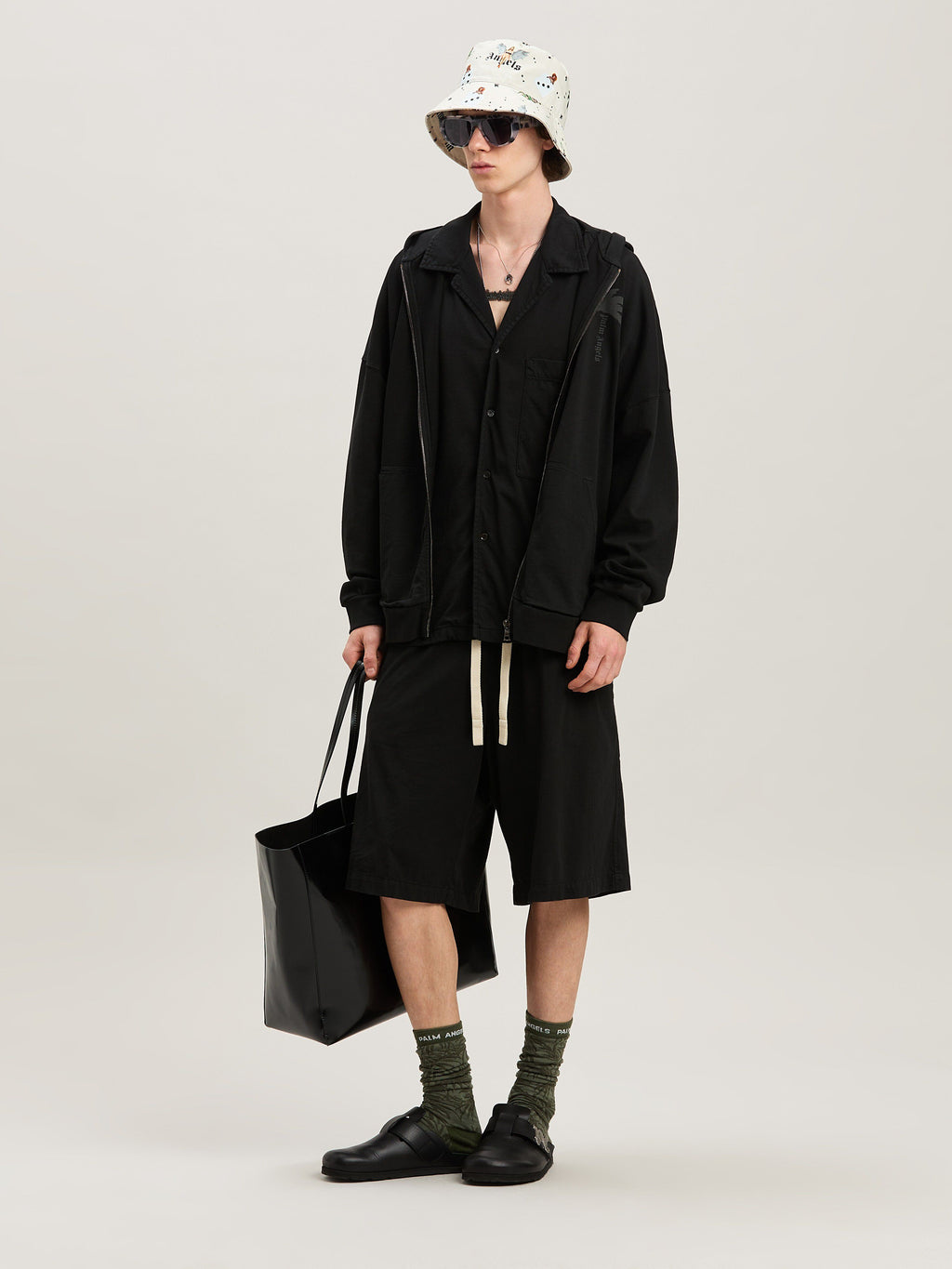 PALM ANGELS  PALMS ZIPPED HOODY VINTAGE BLACK - VINTA VINTAGE BLACK - VINTAGE BLACK PMBE016S25FLE001
