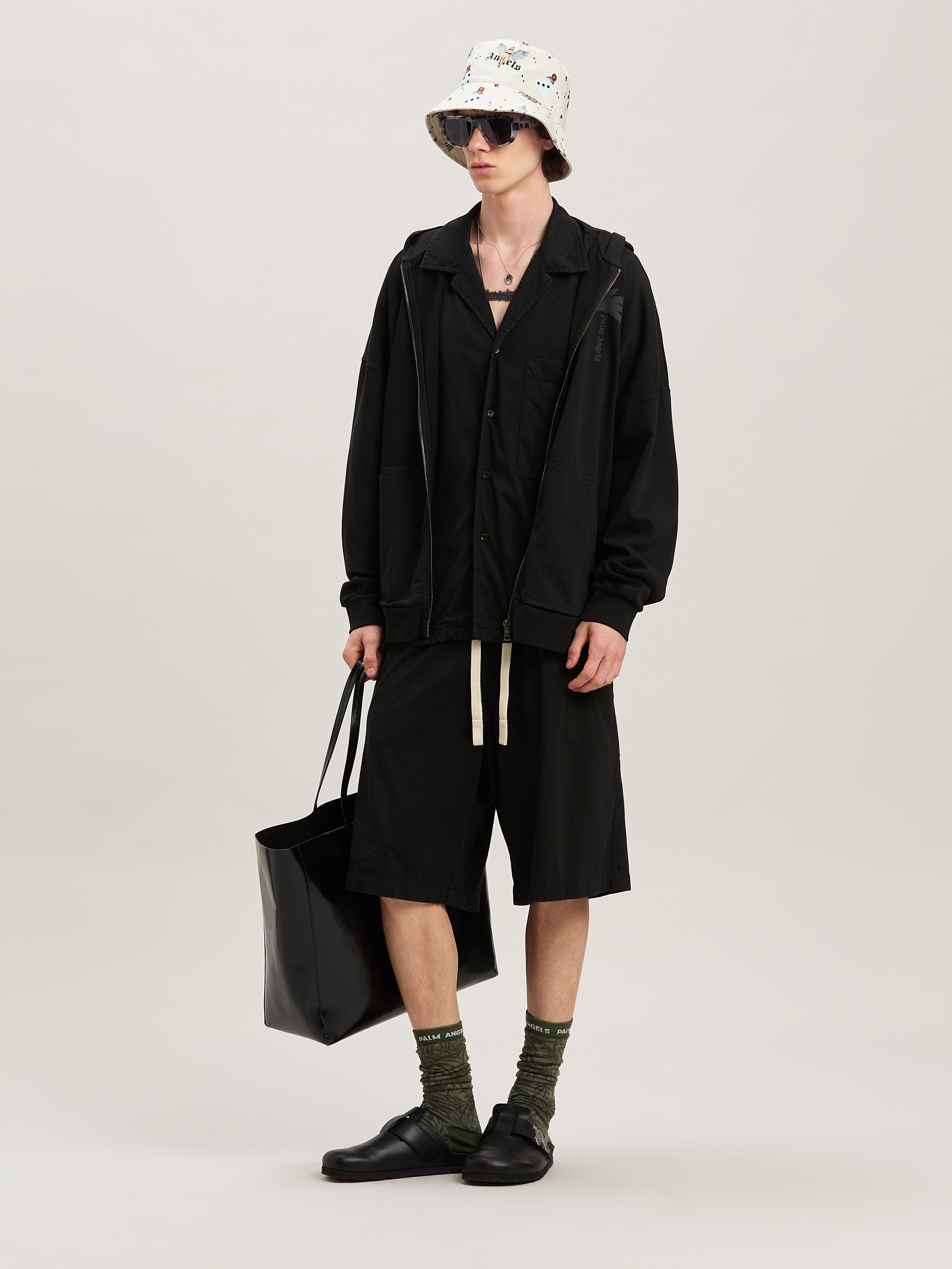 PALM ANGELS  PALMS ZIPPED HOODY VINTAGE BLACK - VINTA VINTAGE BLACK - VINTAGE BLACK PMBE016S25FLE001