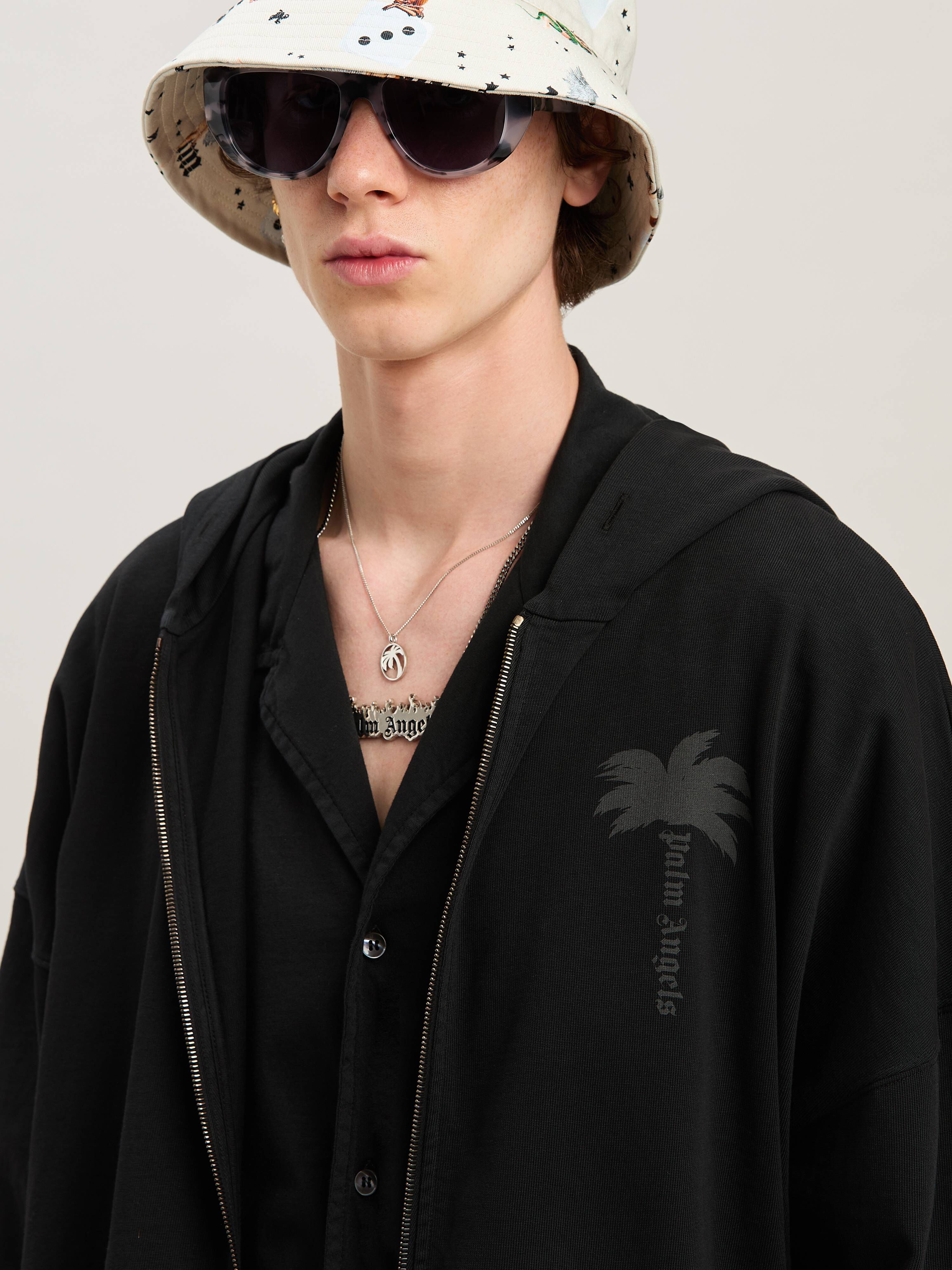 PALM ANGELS  PALMS ZIPPED HOODY VINTAGE BLACK - VINTA VINTAGE BLACK - VINTAGE BLACK PMBE016S25FLE001