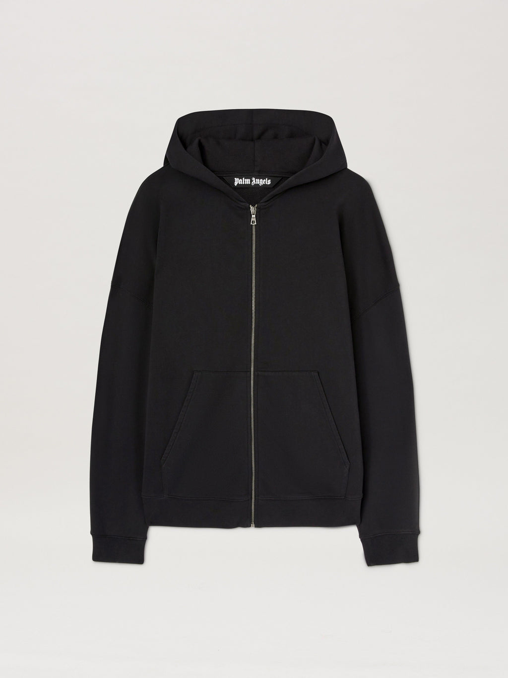 PALM ANGELS  CURVED LOGO ZIPPED HOODY BLACK - OFF WHI BLACK - OFF WHITE PMBE016S25FLE003
