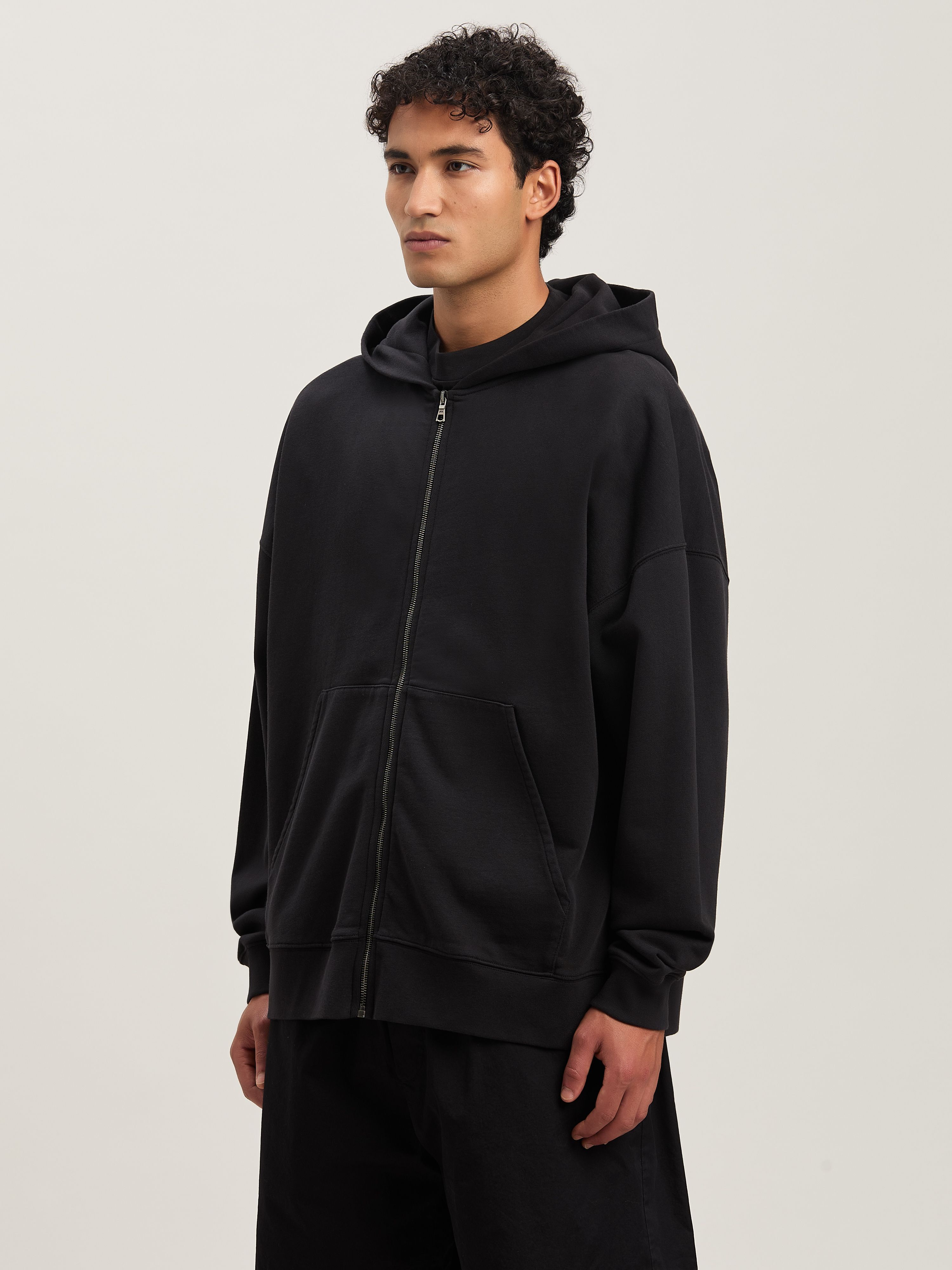 PALM ANGELS  CURVED LOGO ZIPPED HOODY BLACK - OFF WHI BLACK - OFF WHITE PMBE016S25FLE003