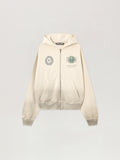 PALM ANGELS Dollar Zipped Loose Hoodie IVORY - BLACK PMBE02AF25FLE003