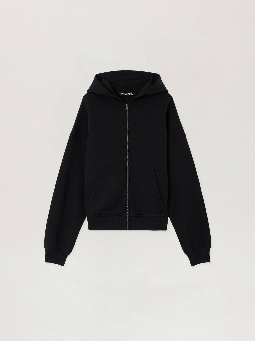 PALM ANGELS Back Curved Logo Zip Hoodie BLACK OFF WHITE PMBE02AS26FLE004