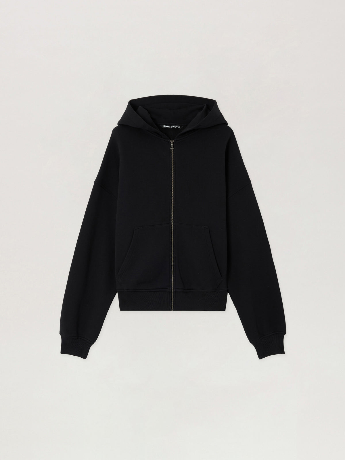 PALM ANGELS Back Curved Logo Zip Hoodie BLACK OFF WHITE PMBE02AS26FLE004