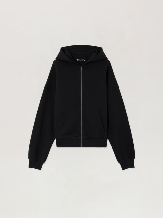 PALM ANGELS Back Curved Logo Zip Hoodie BLACK OFF WHITE PMBE02AS26FLE004