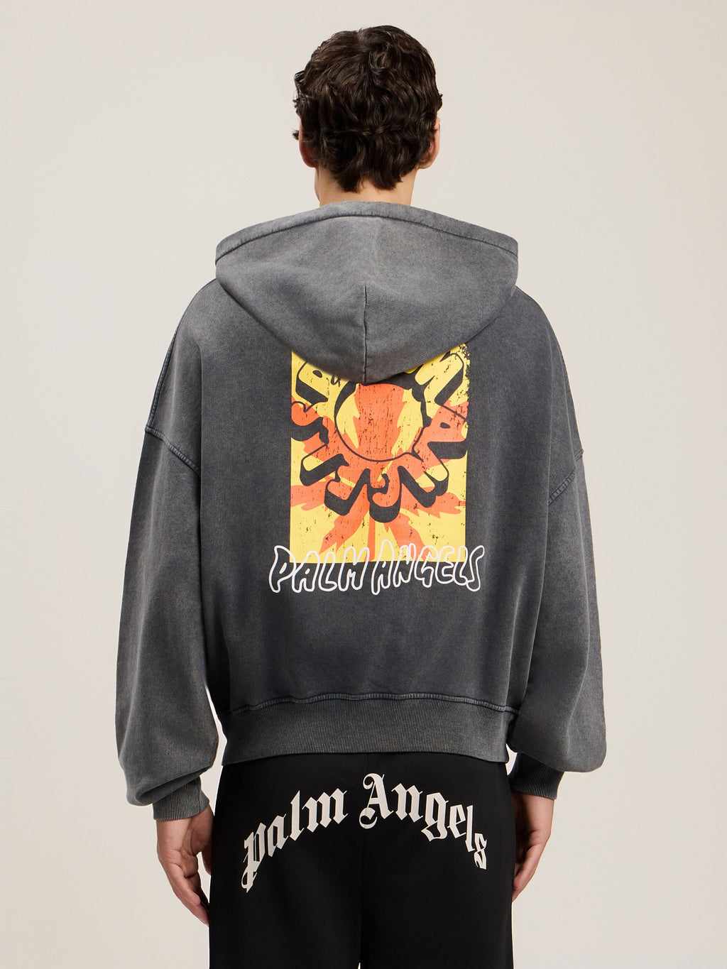 PALM ANGELS Palm Leaf Loose Zip Hoodie BLACK MULTICOLOR PMBE02HS26FLE001
