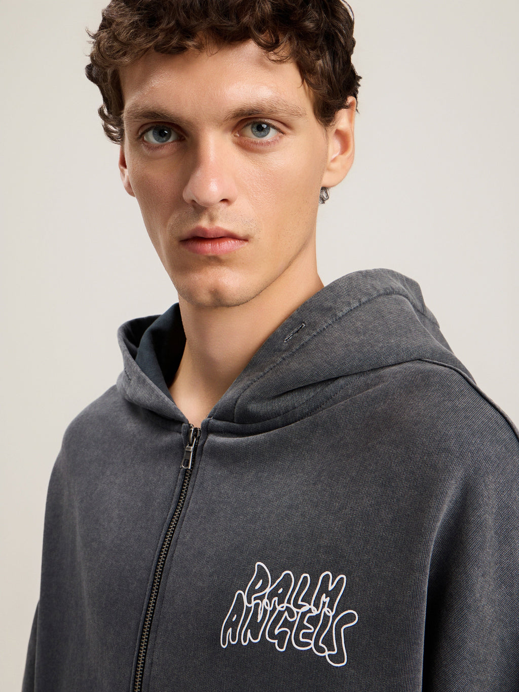PALM ANGELS Palm Leaf Loose Zip Hoodie BLACK MULTICOLOR PMBE02HS26FLE001