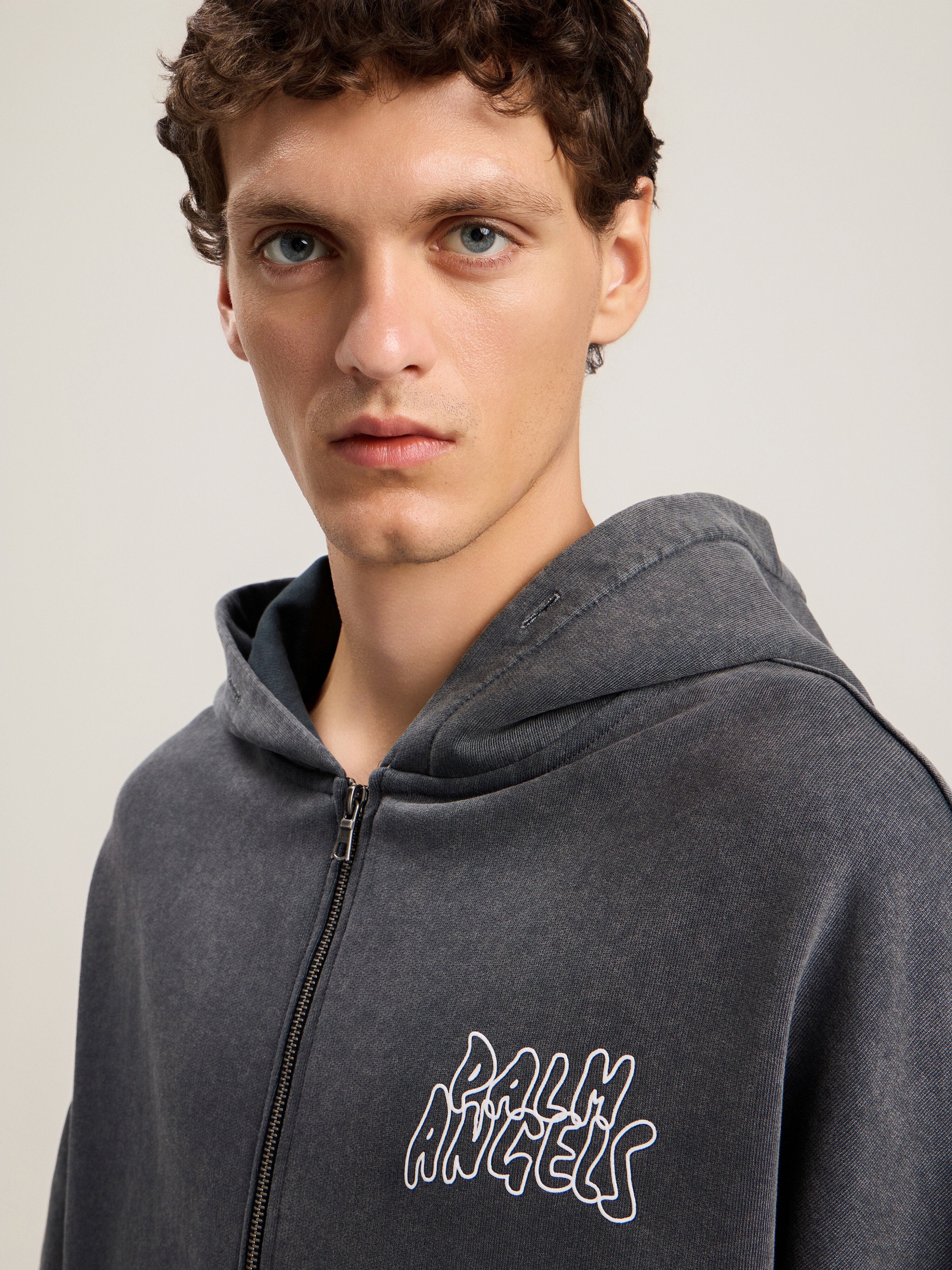 PALM ANGELS Palm Leaf Loose Zip Hoodie BLACK MULTICOLOR PMBE02HS26FLE001