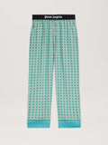 PALM ANGELS  PA DIAMONDS PAJAMA PANTS GREEN - IVORY PMCA111S25FAB001