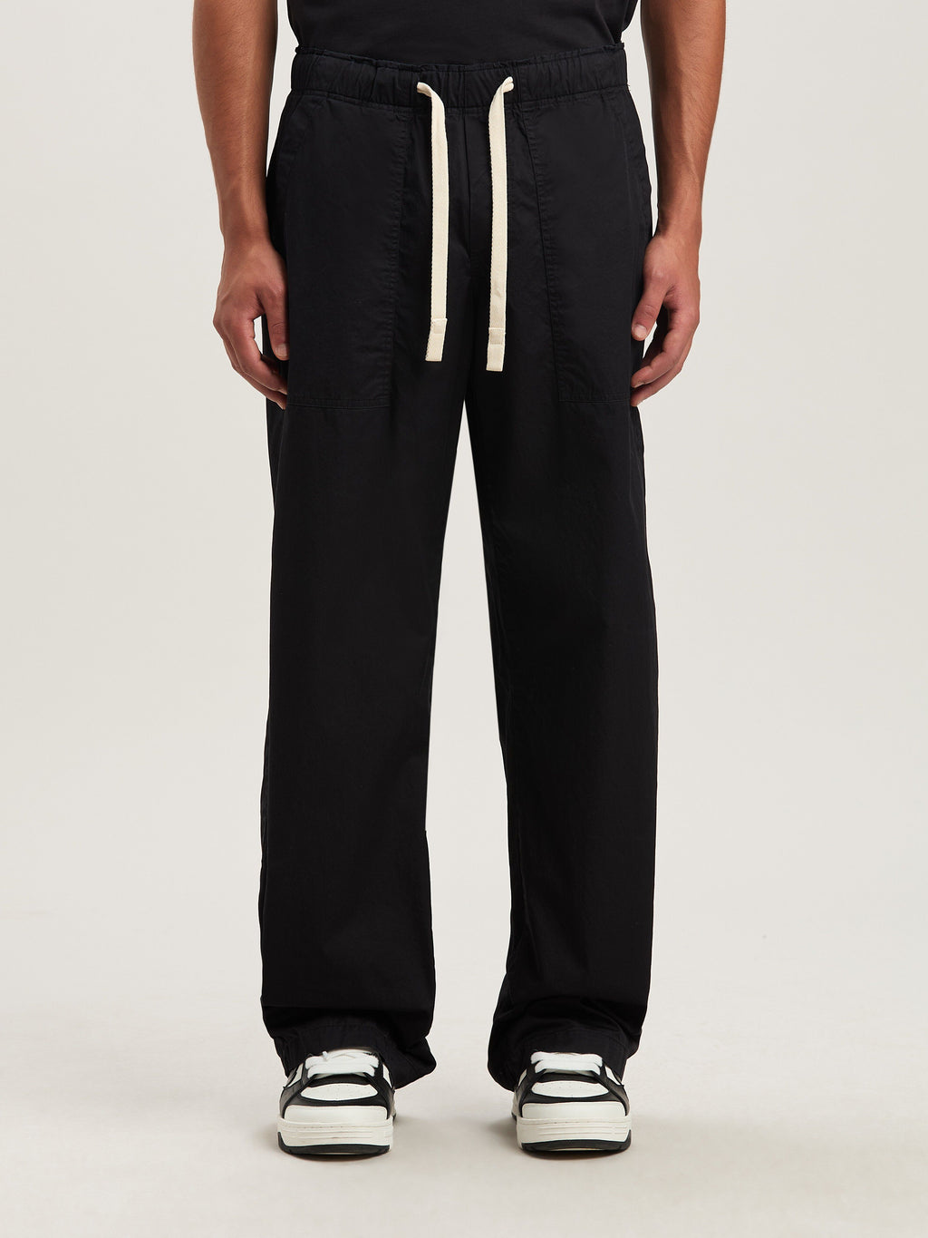 PALM ANGELS  CURVED LOGO LOOSE PANTS BLACK - BLACK PMCA117S25FAB001