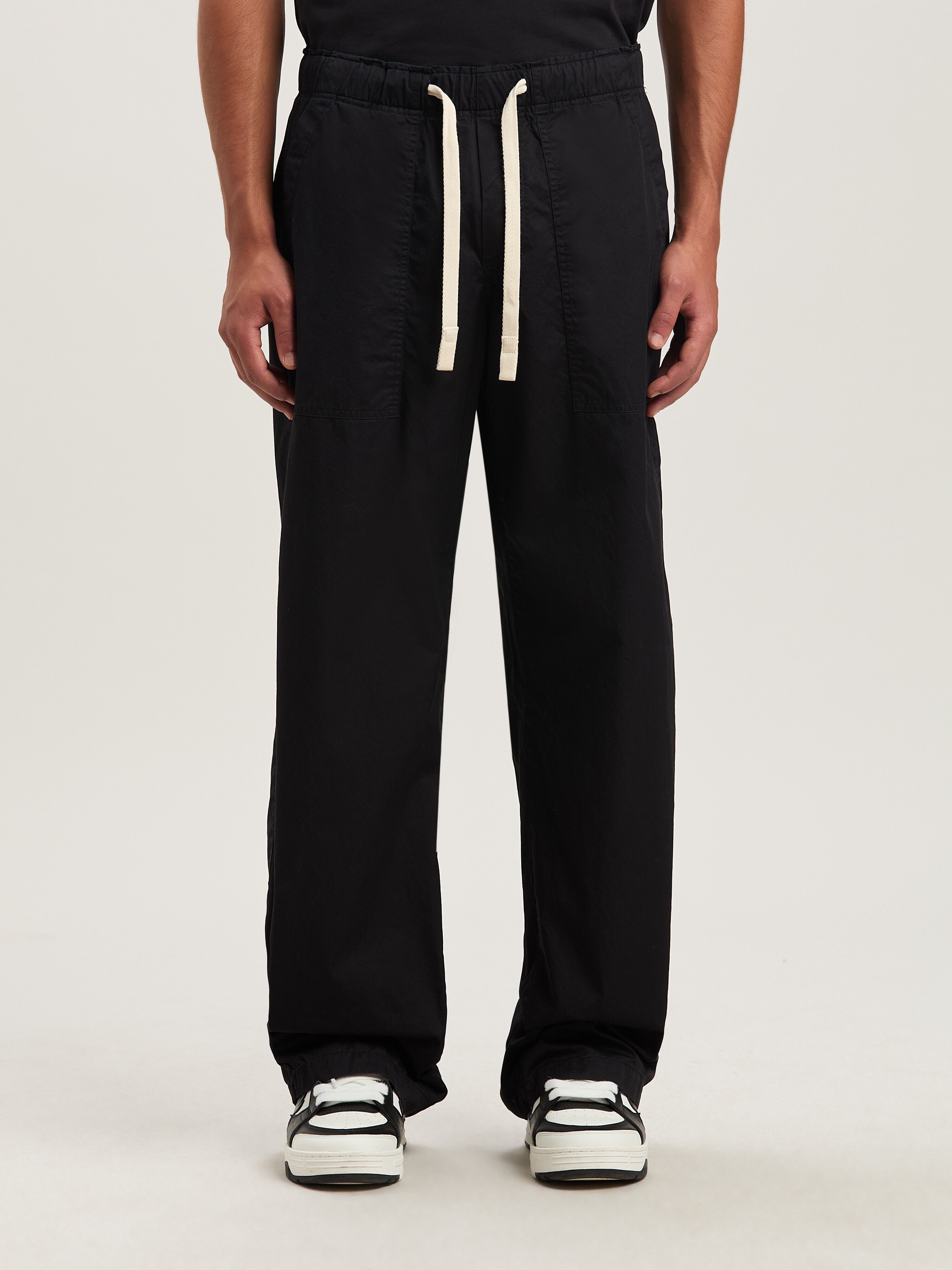 PALM ANGELS  CURVED LOGO LOOSE PANTS BLACK - BLACK PMCA117S25FAB001