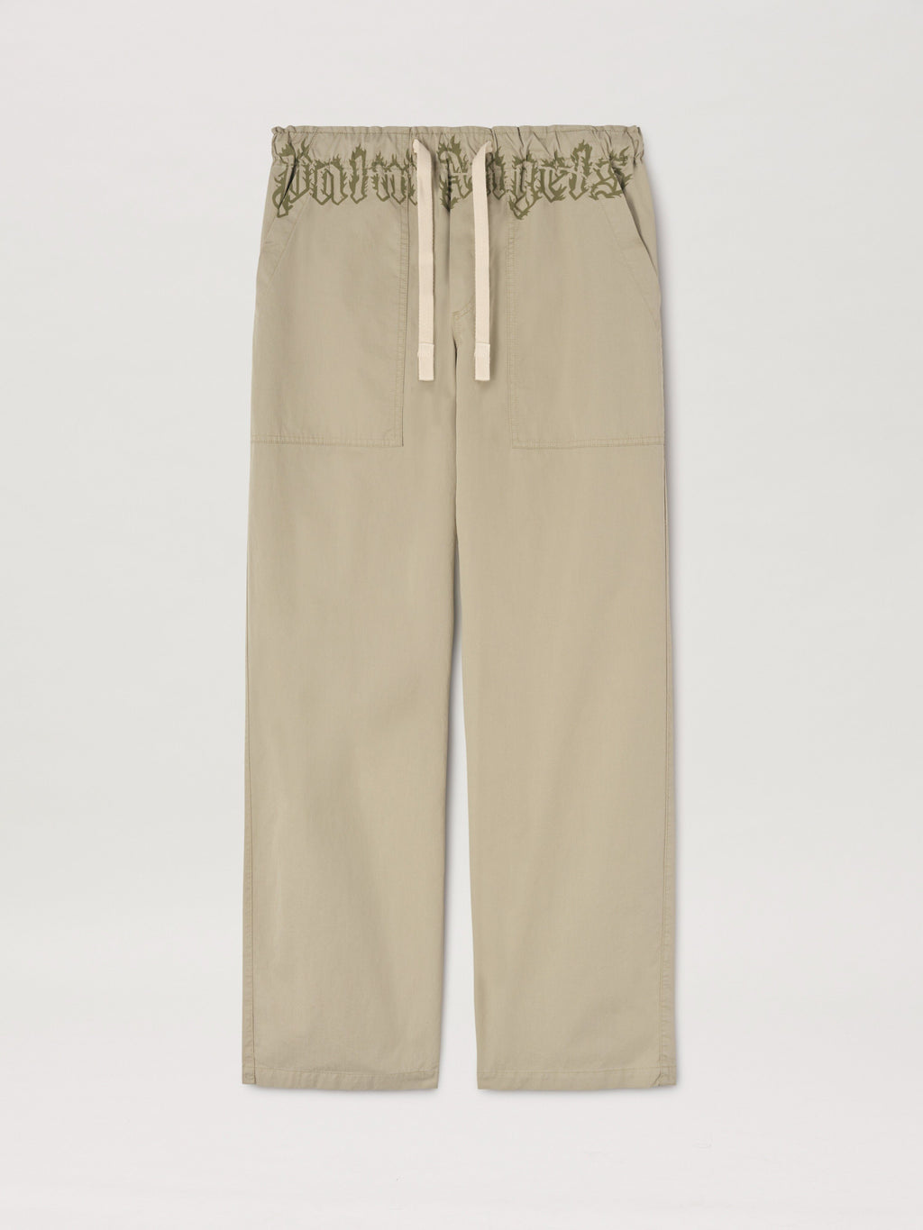 PALM ANGELS  WAIST LOGO LOOSE PANTS BEIGE - MILITARY BEIGE - MILITARY GREEN PMCA117S25FAB002