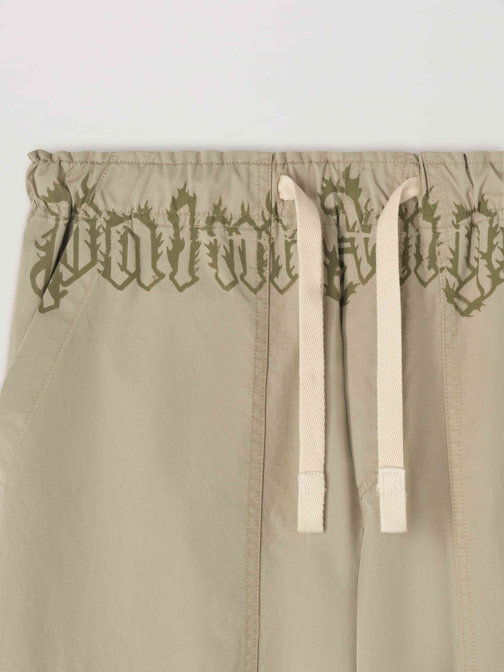 PALM ANGELS  WAIST LOGO LOOSE PANTS BEIGE - MILITARY BEIGE - MILITARY GREEN PMCA117S25FAB002