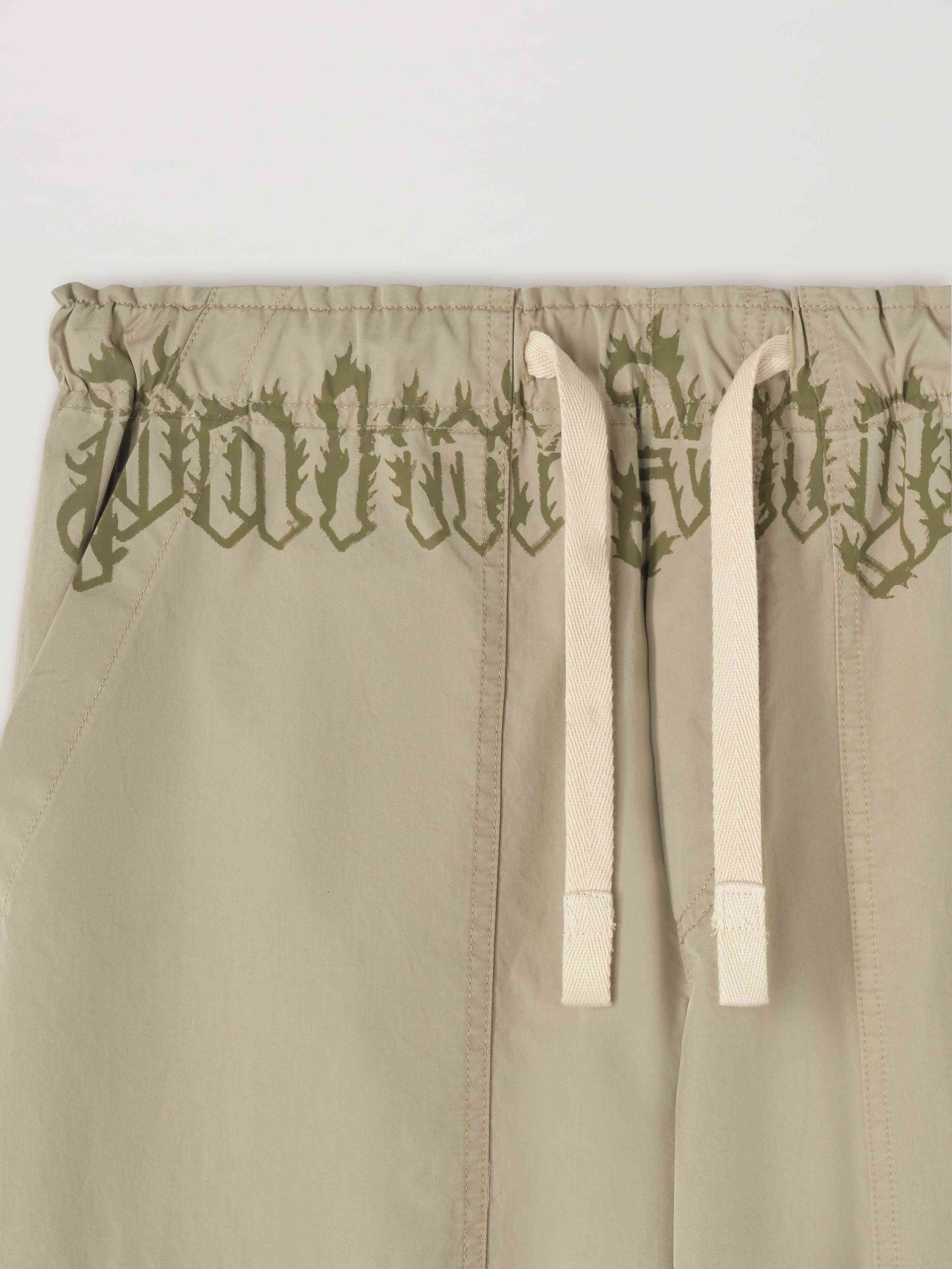 PALM ANGELS  WAIST LOGO LOOSE PANTS BEIGE - MILITARY BEIGE - MILITARY GREEN PMCA117S25FAB002