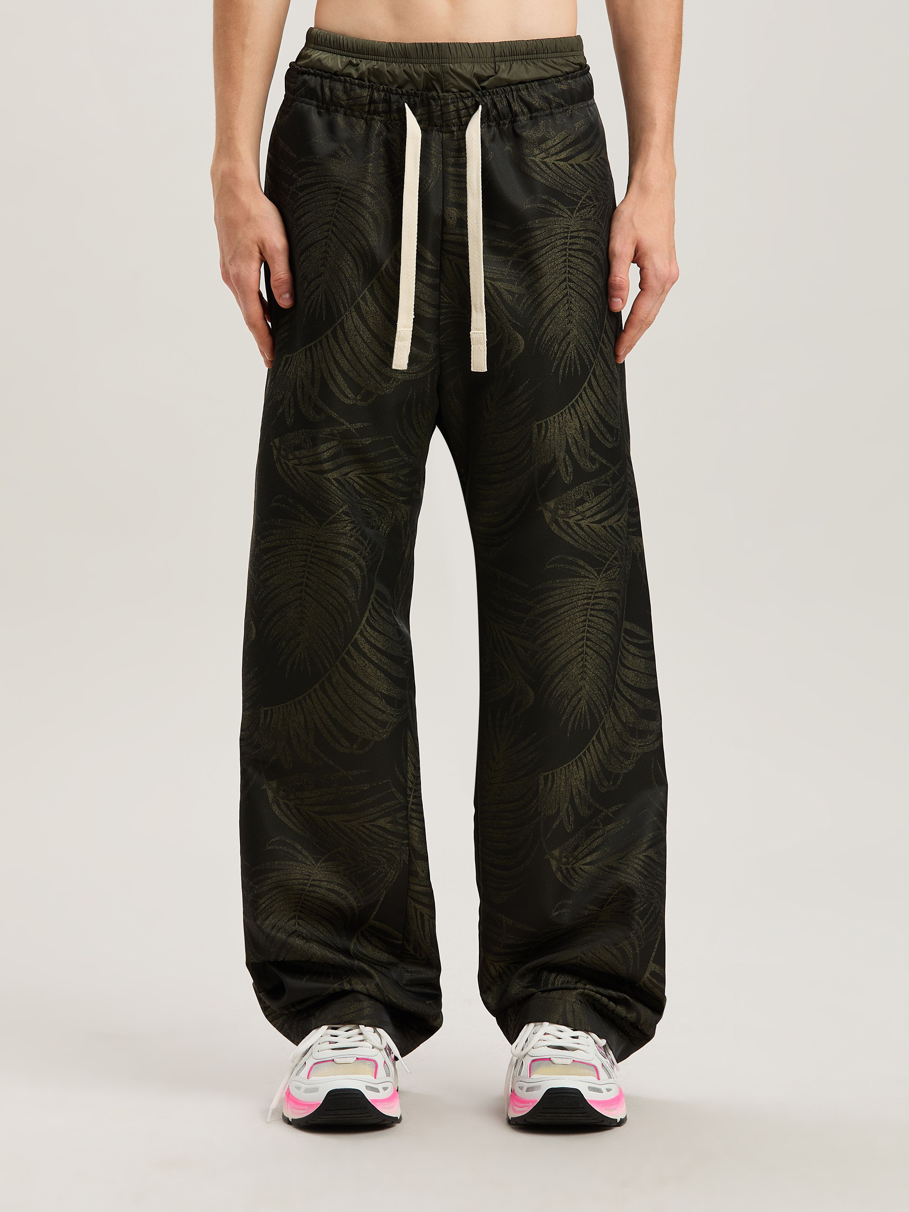 PALM ANGELS  PALMS JACQUARD COZY PANTS MILITARY GREEN MILITARY GREEN - MILITARY GREEN PMCA143S25FAB001