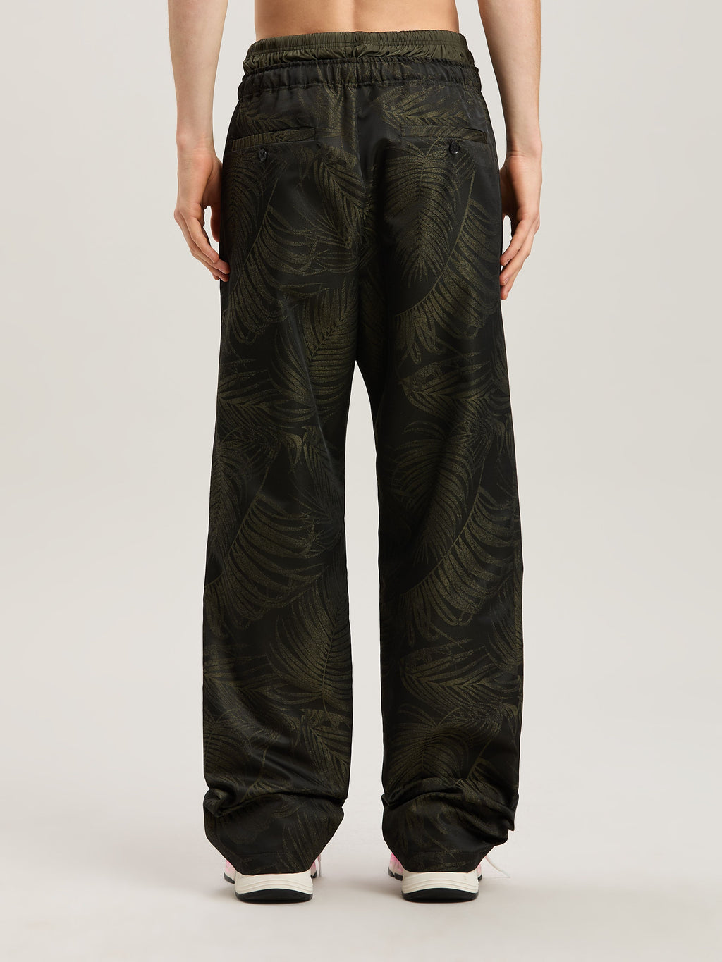 PALM ANGELS  PALMS JACQUARD COZY PANTS MILITARY GREEN MILITARY GREEN - MILITARY GREEN PMCA143S25FAB001