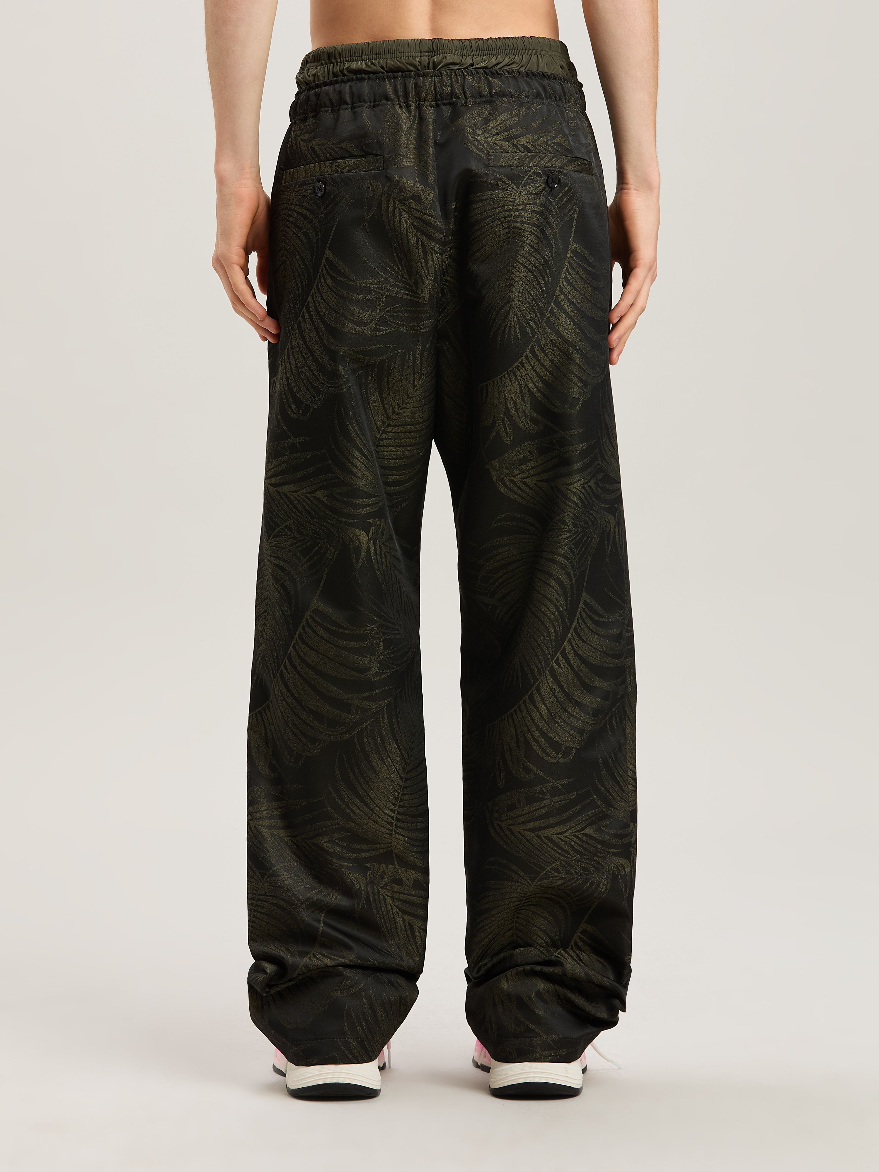 PALM ANGELS  PALMS JACQUARD COZY PANTS MILITARY GREEN MILITARY GREEN - MILITARY GREEN PMCA143S25FAB001
