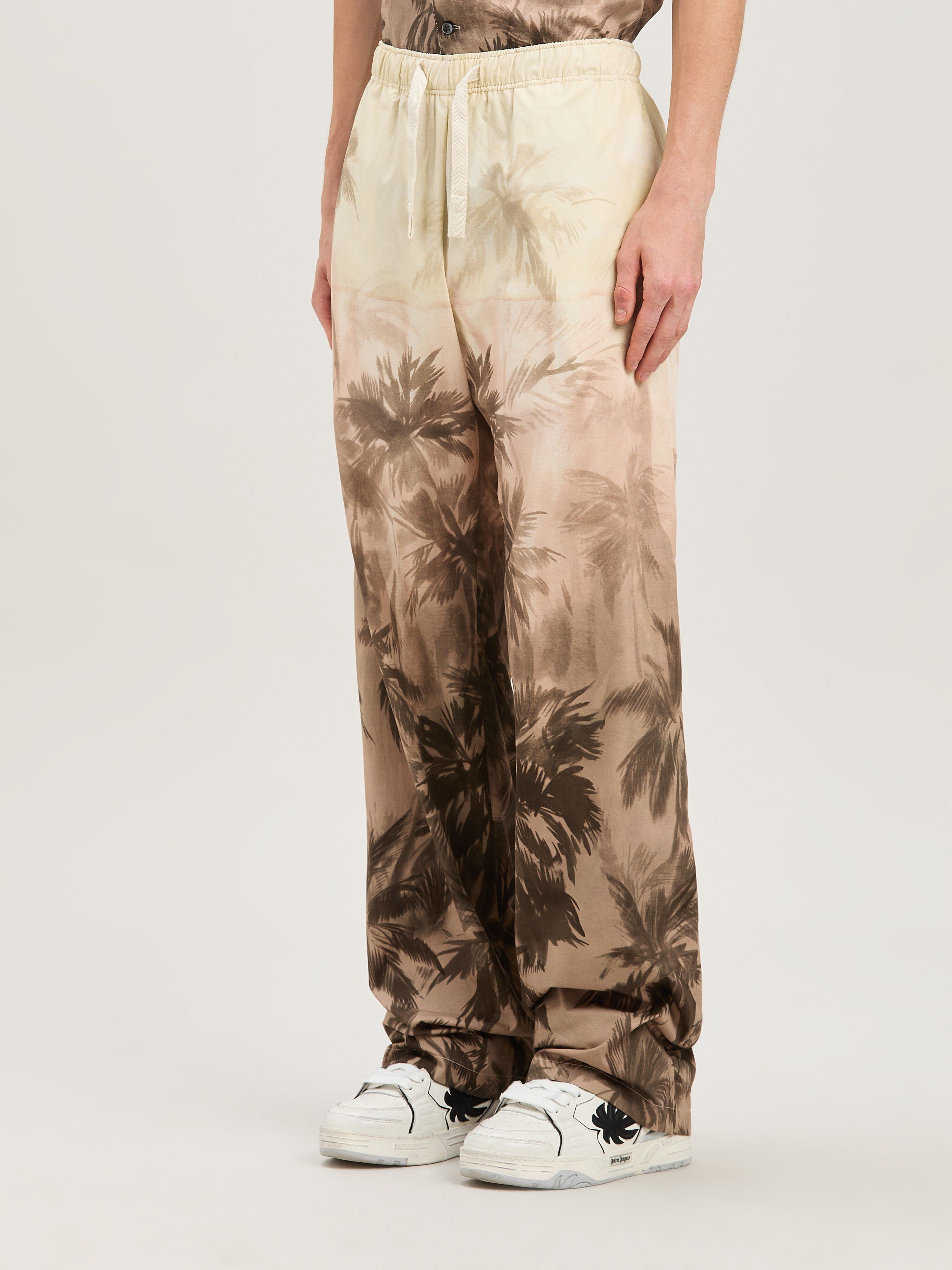 PALM ANGELS  SUNSET PALMS COZY PANTS BEIGE - BLACK PMCA143S25FAB003