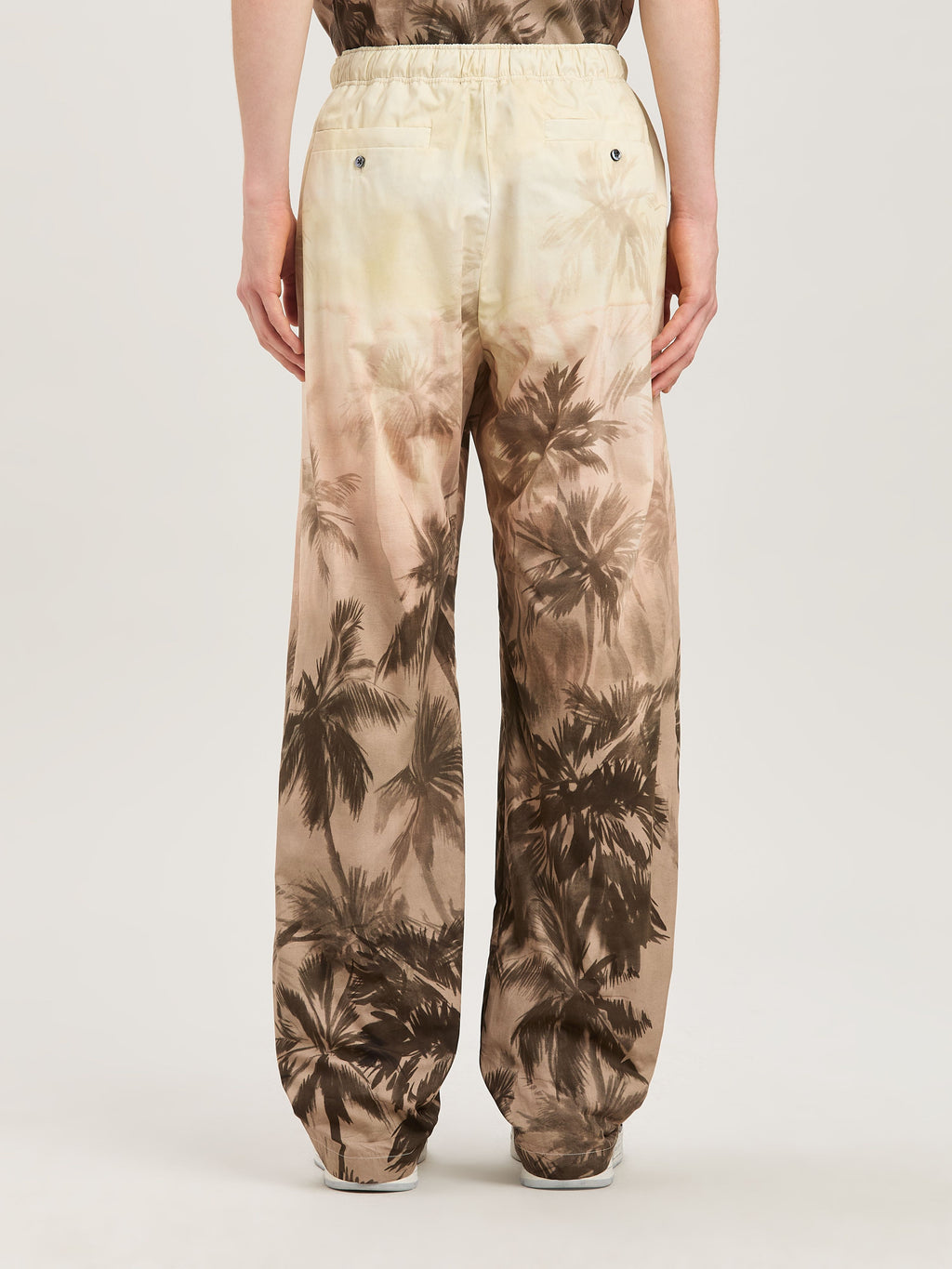 PALM ANGELS  SUNSET PALMS COZY PANTS BEIGE - BLACK PMCA143S25FAB003