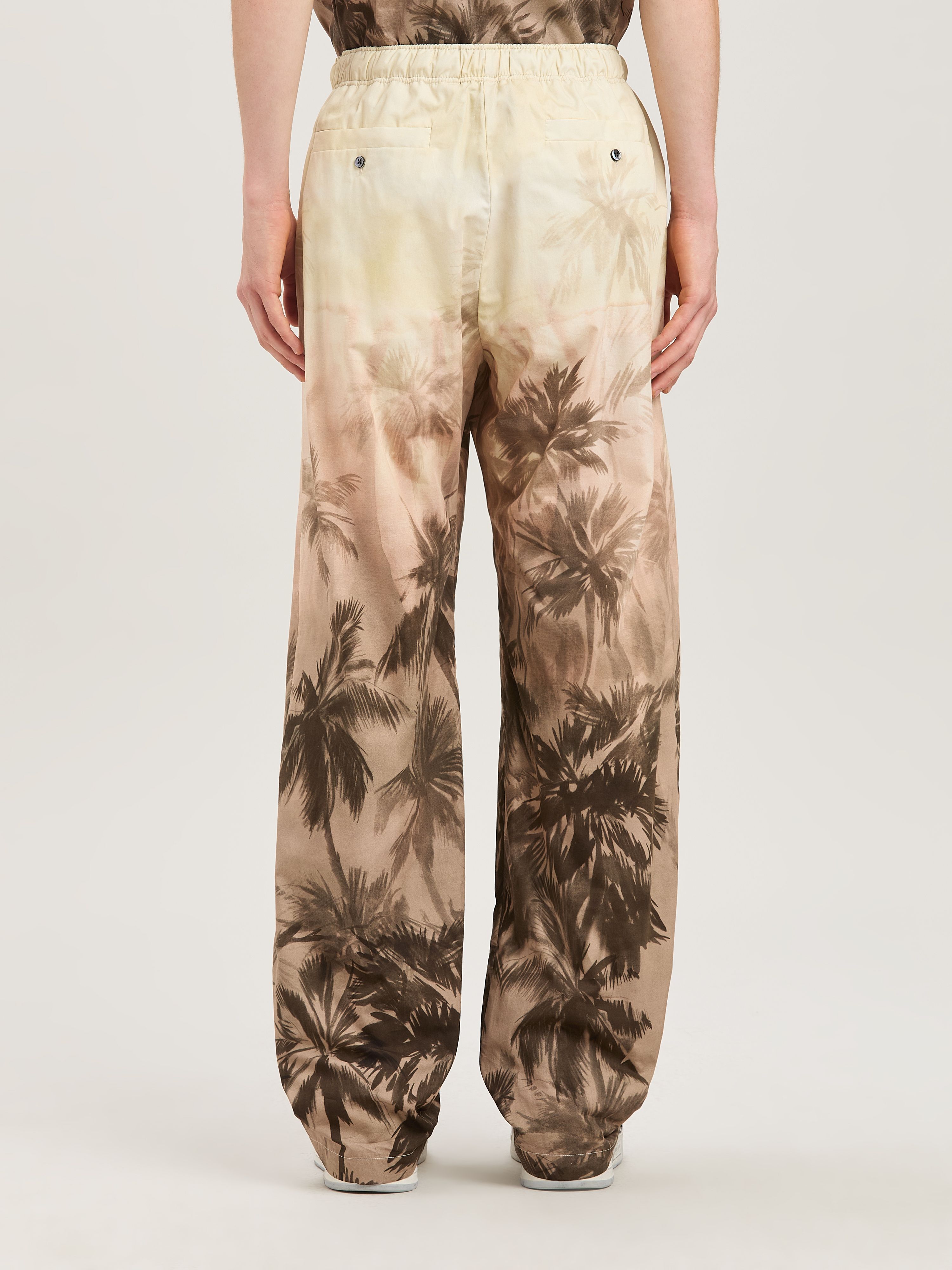 PALM ANGELS  SUNSET PALMS COZY PANTS BEIGE - BLACK PMCA143S25FAB003
