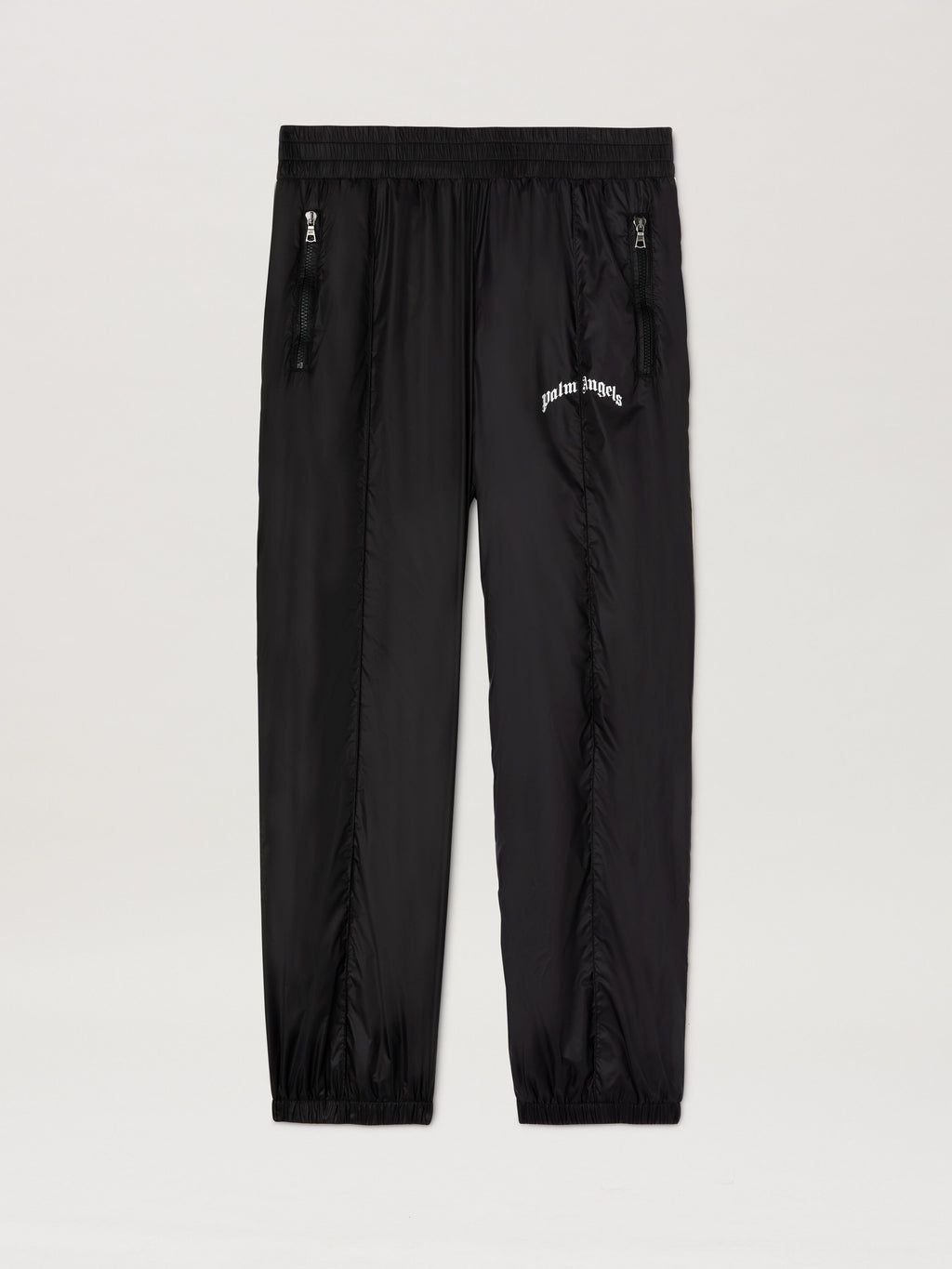 PALM ANGELS  CURVED LOGO NYLON TRACK PANTS BLACK - GR BLACK - GREY PMCA179S25FAB001