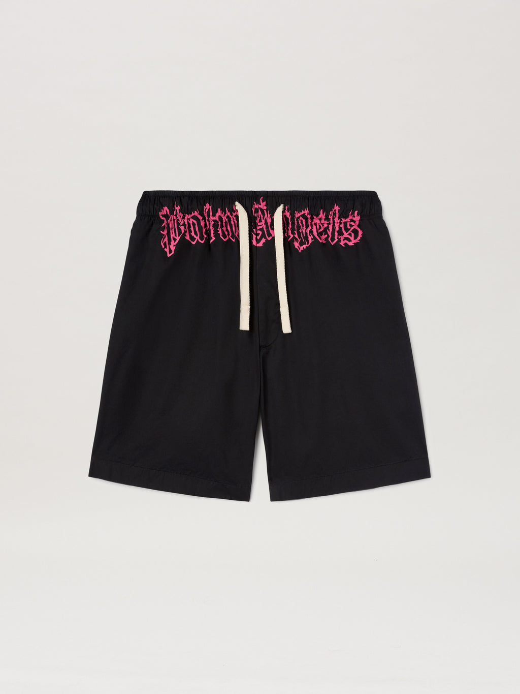 PALM ANGELS  WAIST LOGO SHORTS BLACK - FUCHSIA PMCB051S25FAB001