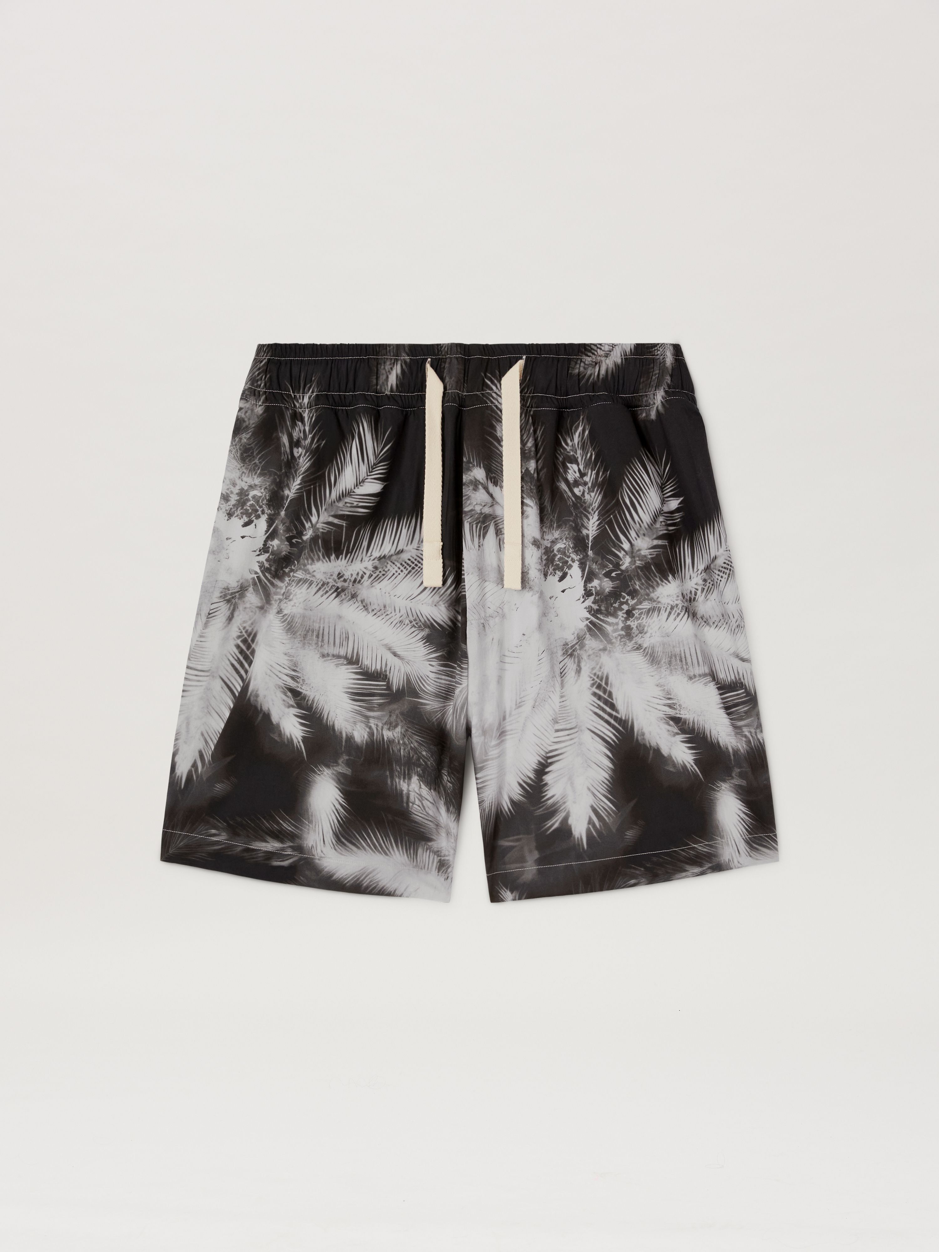 PALM ANGELS  BLACK BLUEPRINT PALMS SHORTS BLACK - OFF BLACK - OFF WHITE PMCB058S25FAB002