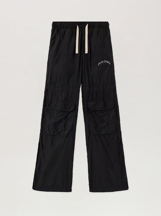 PALM ANGELS Curved Logo Draws Cargo Pants BLACK OFF WHITE PMCF03BS26FAB002