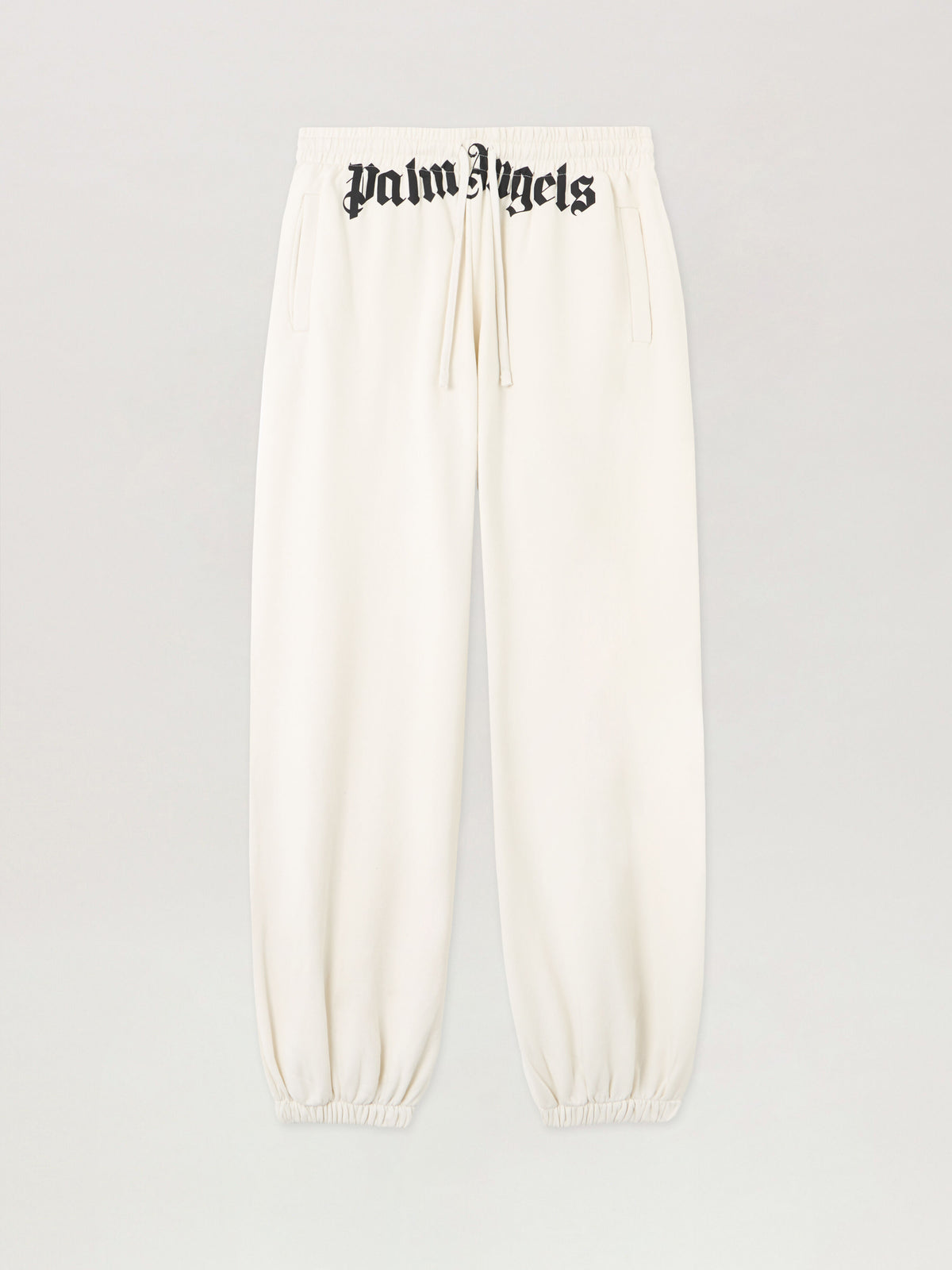 PALM ANGELS Waist Logo Sweatpants OFF WHITE BLACK PMCH025S26FLE001