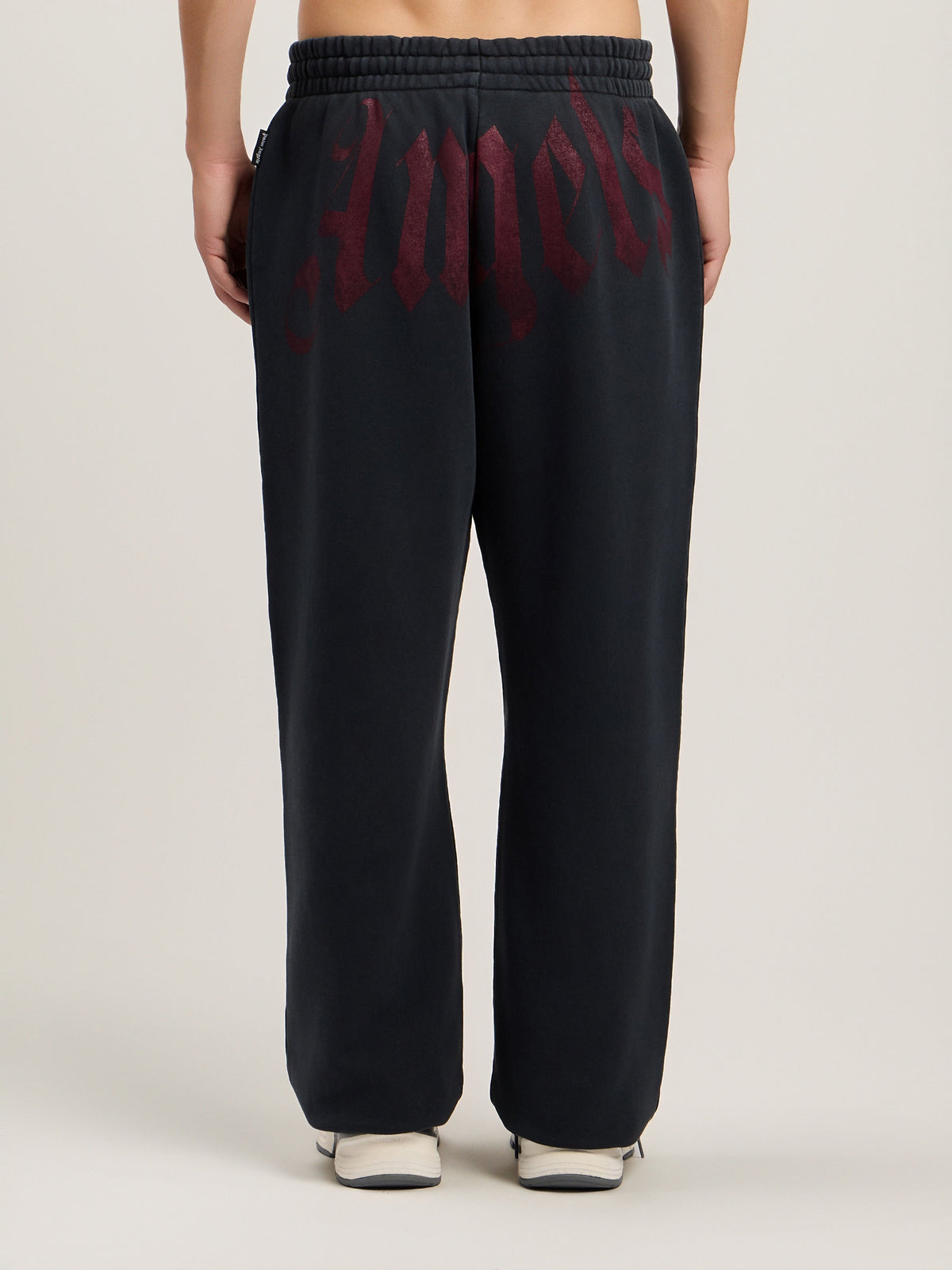 PALM ANGELS Big Waist Logo Sweatpants BLACK BURGUNDY PMCH025S26FLE003