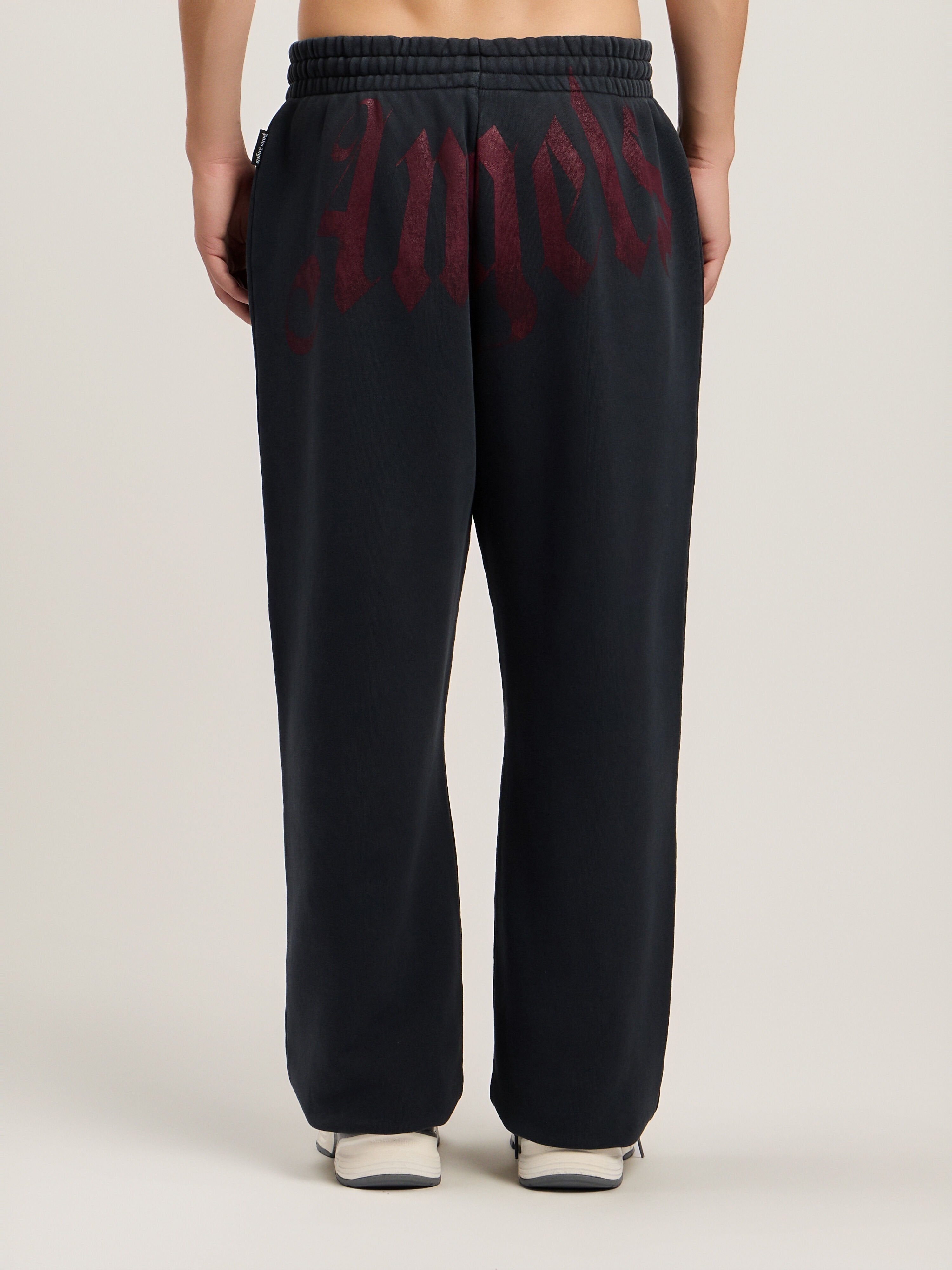 PALM ANGELS Big Waist Logo Sweatpants BLACK BURGUNDY PMCH025S26FLE003