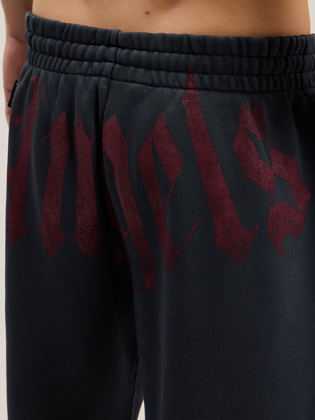 PALM ANGELS Big Waist Logo Sweatpants BLACK BURGUNDY PMCH025S26FLE003