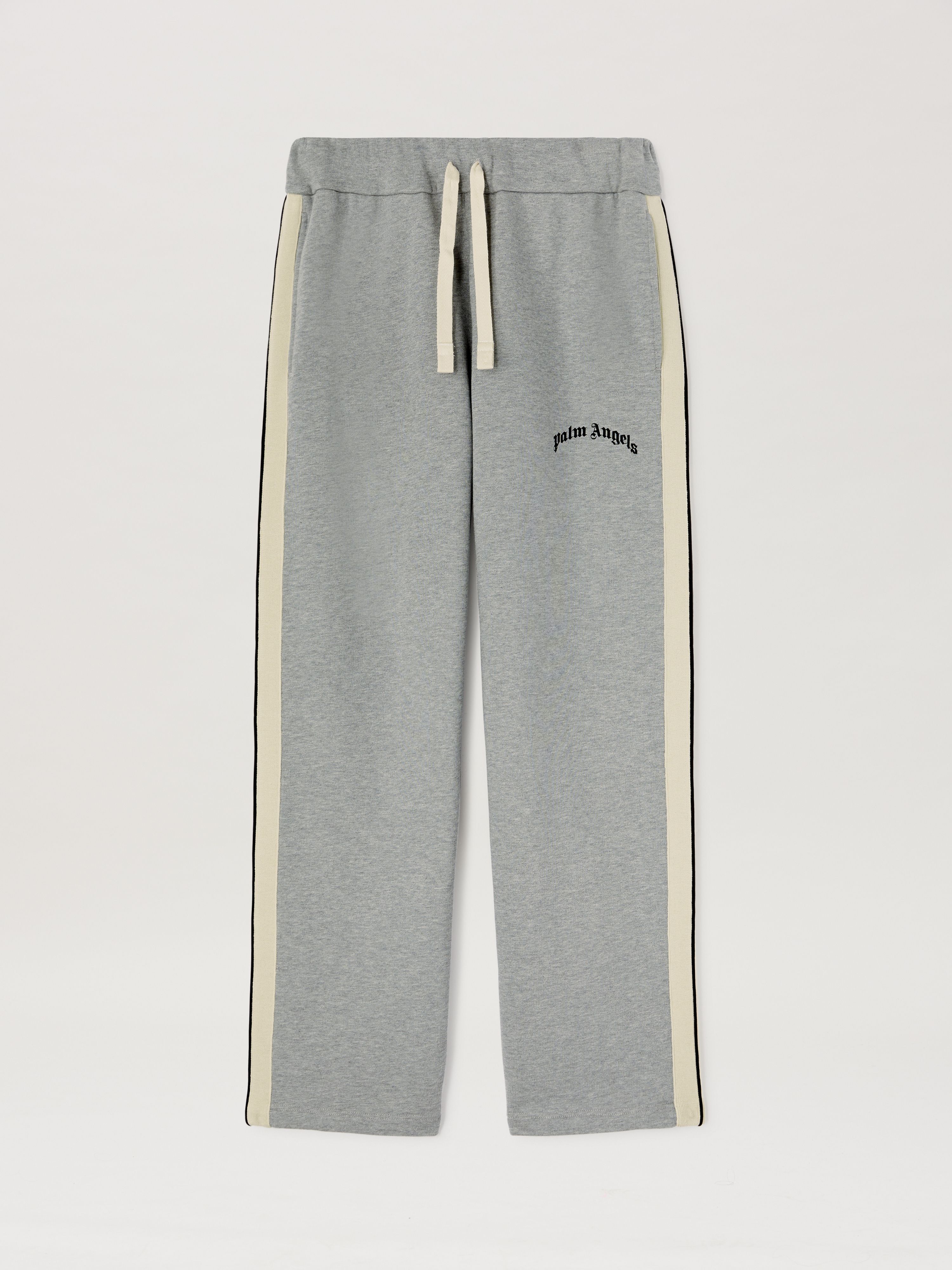 PALM ANGELS  CURVED LOGO TRACK SWEATPANTS GREY MELANG GREY MELANGE - BLACK PMCH02BS25FLE001