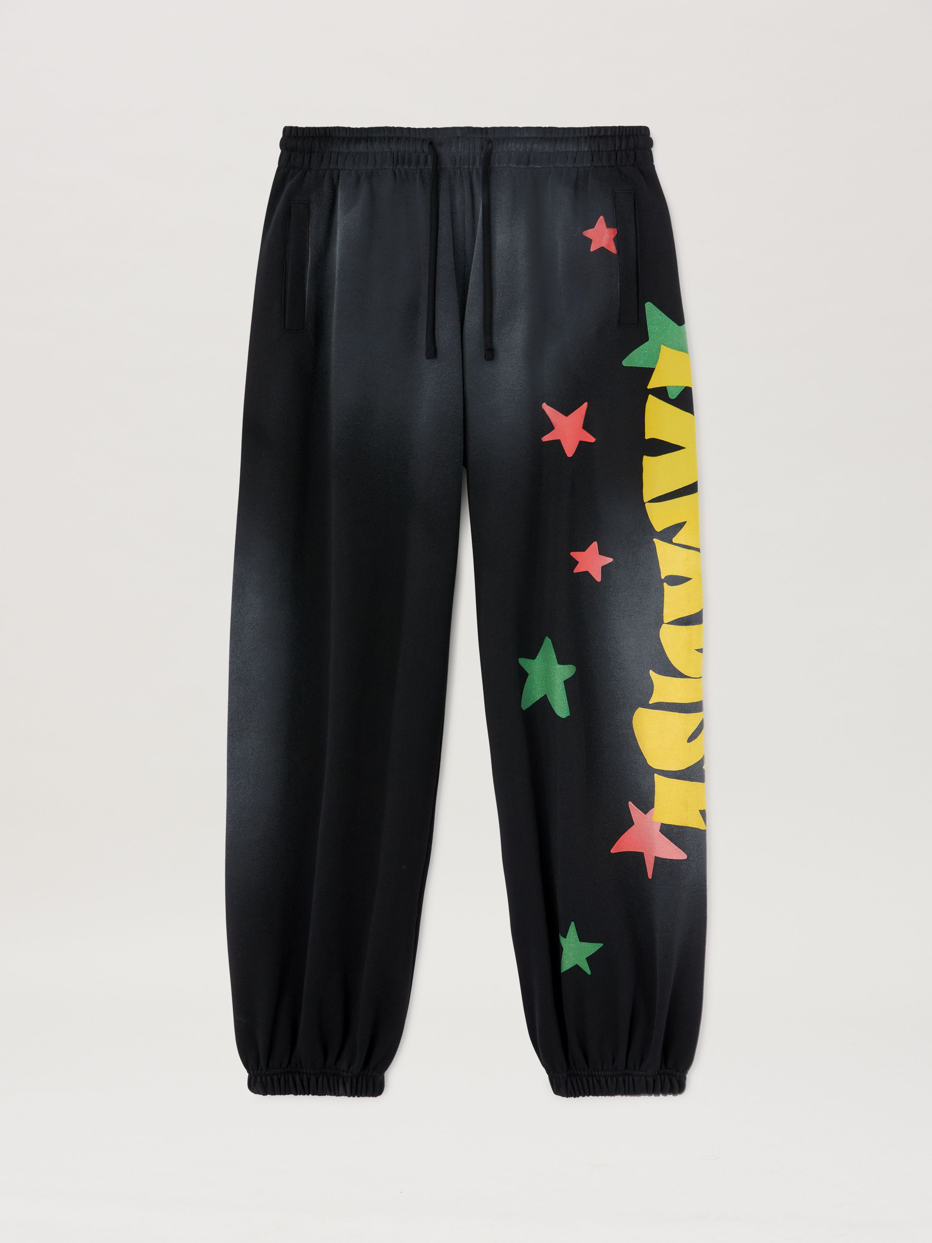 PALM ANGELS  PARADISE PALM SWEATPANTS BLACK - YELLOW PMCH02CS25FLE001
