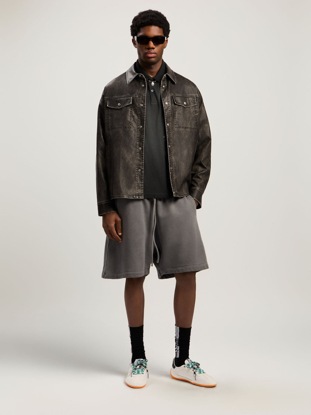 PALM ANGELS  DARK GREY - OFF WHITE PMCI019F25FLE001